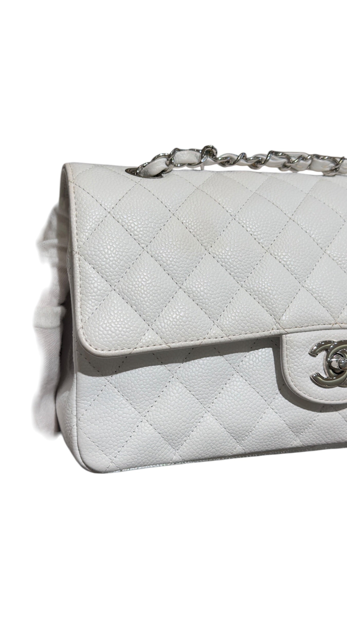 Chanel - Sac Timeless Moyen blanc caviar
