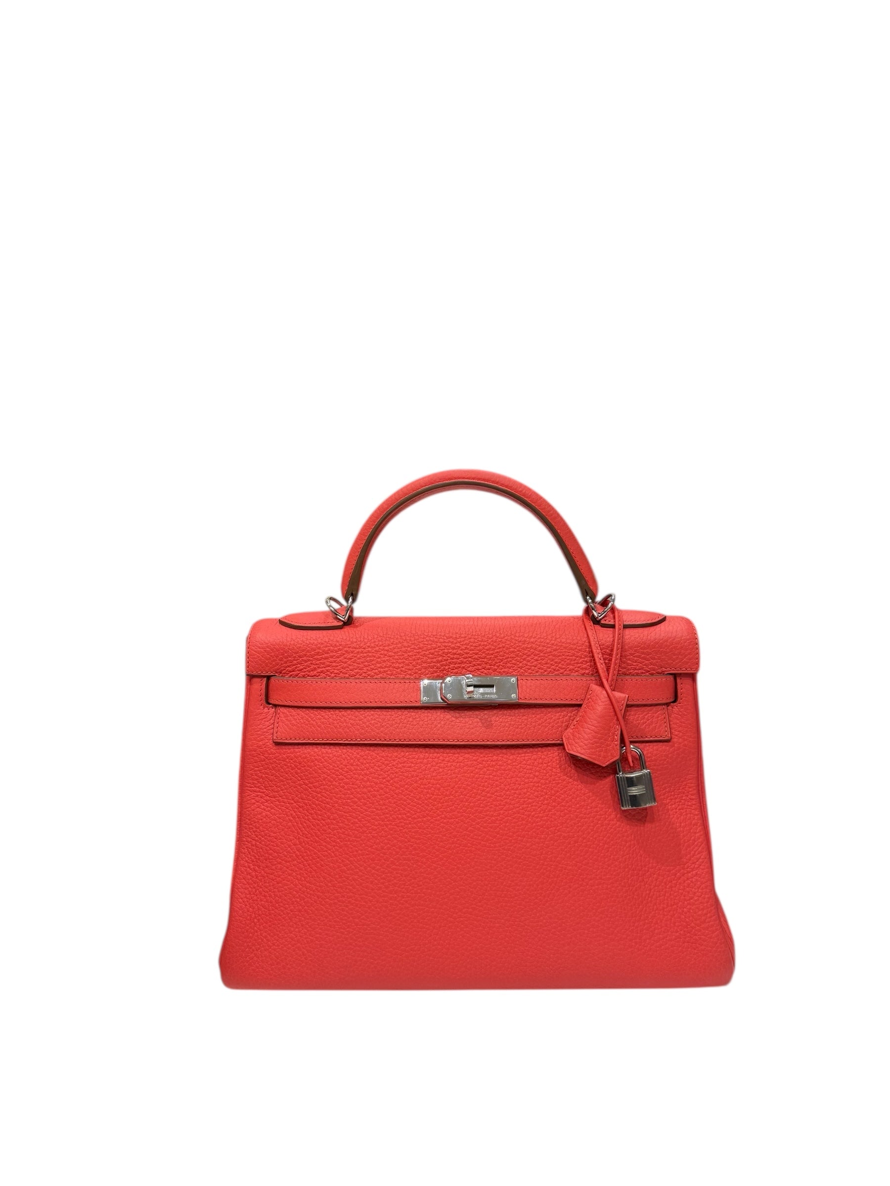 Hermès - Sac Kelly 32 clemence retourné Rose Jaipur PHW