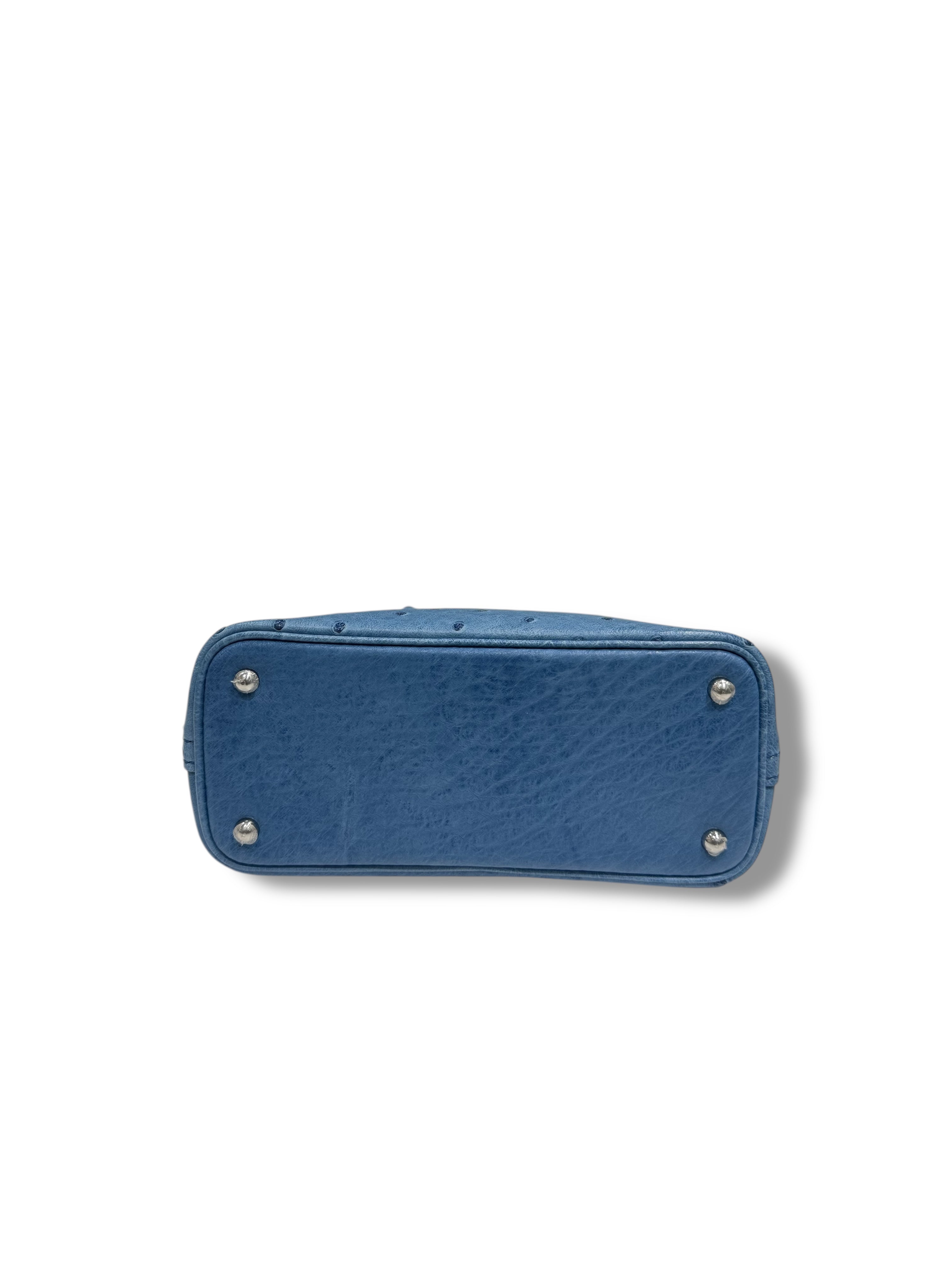 Hermès - Sac mini Bolide 20 Bleu Aizome Autruche
