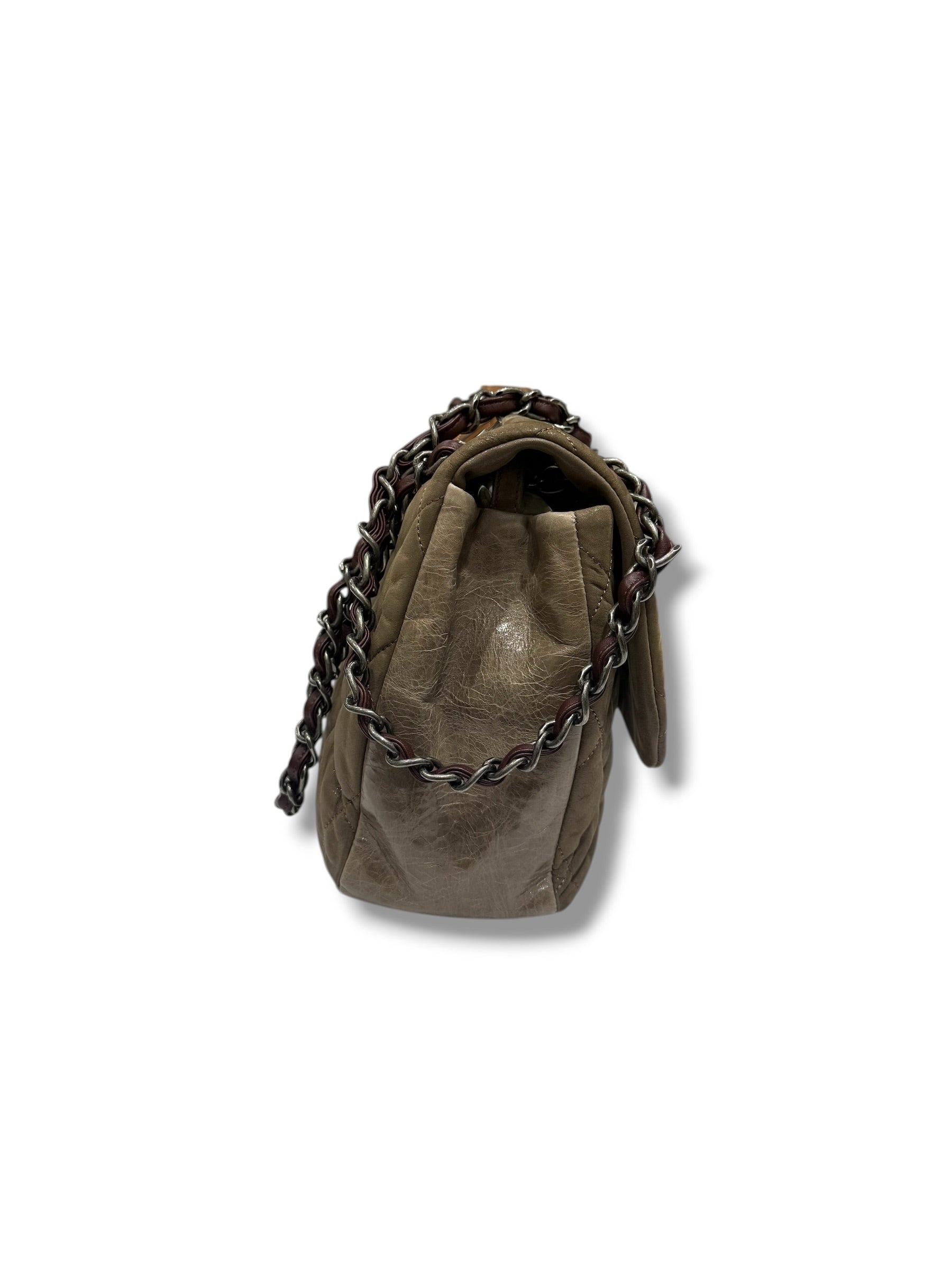 Chanel - Sac Grand classique à rabat irisé brun
