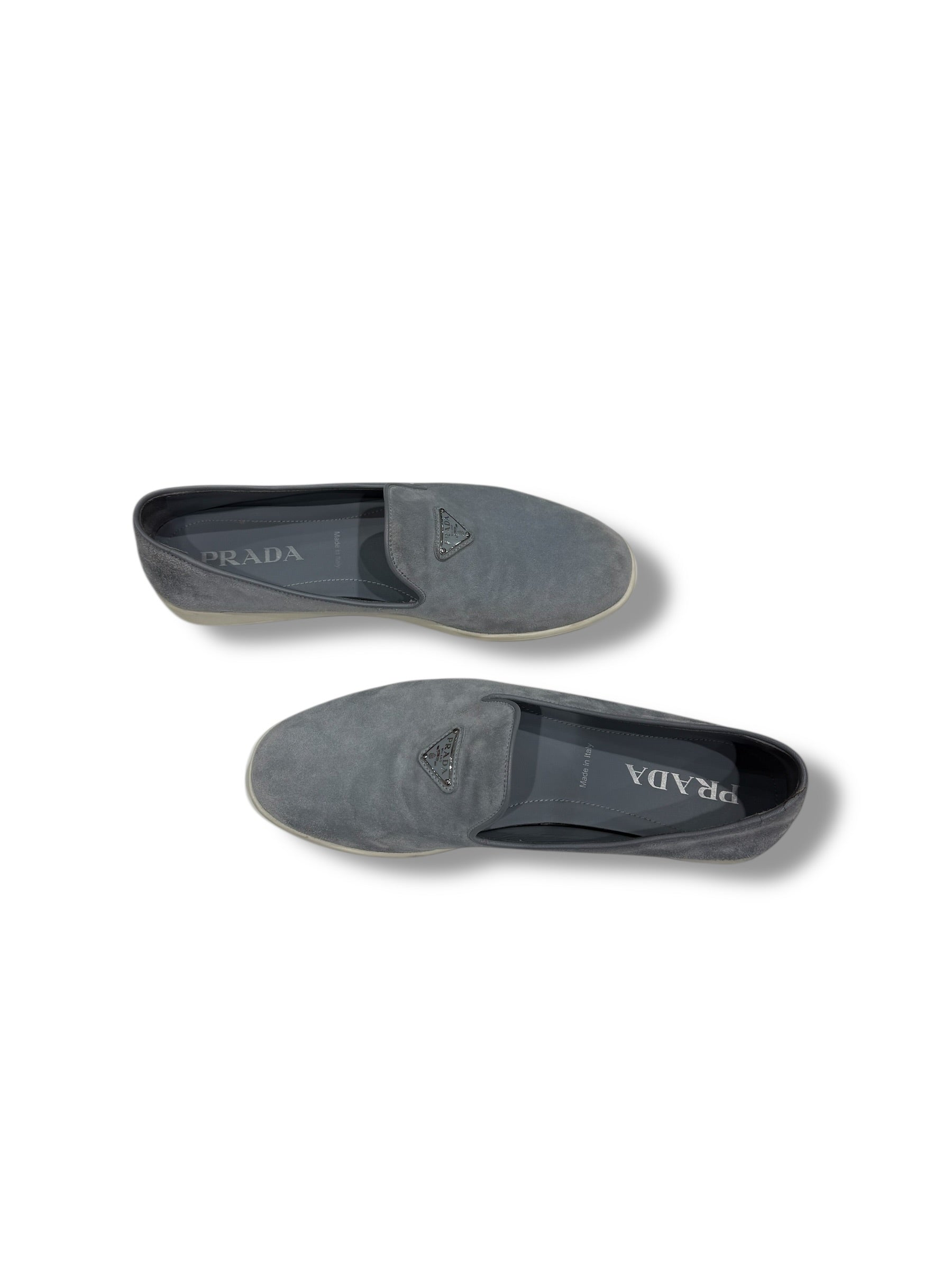 Prada Mocassins Loafers Daim Bleu Astral | Les Folies d’Eugénie
