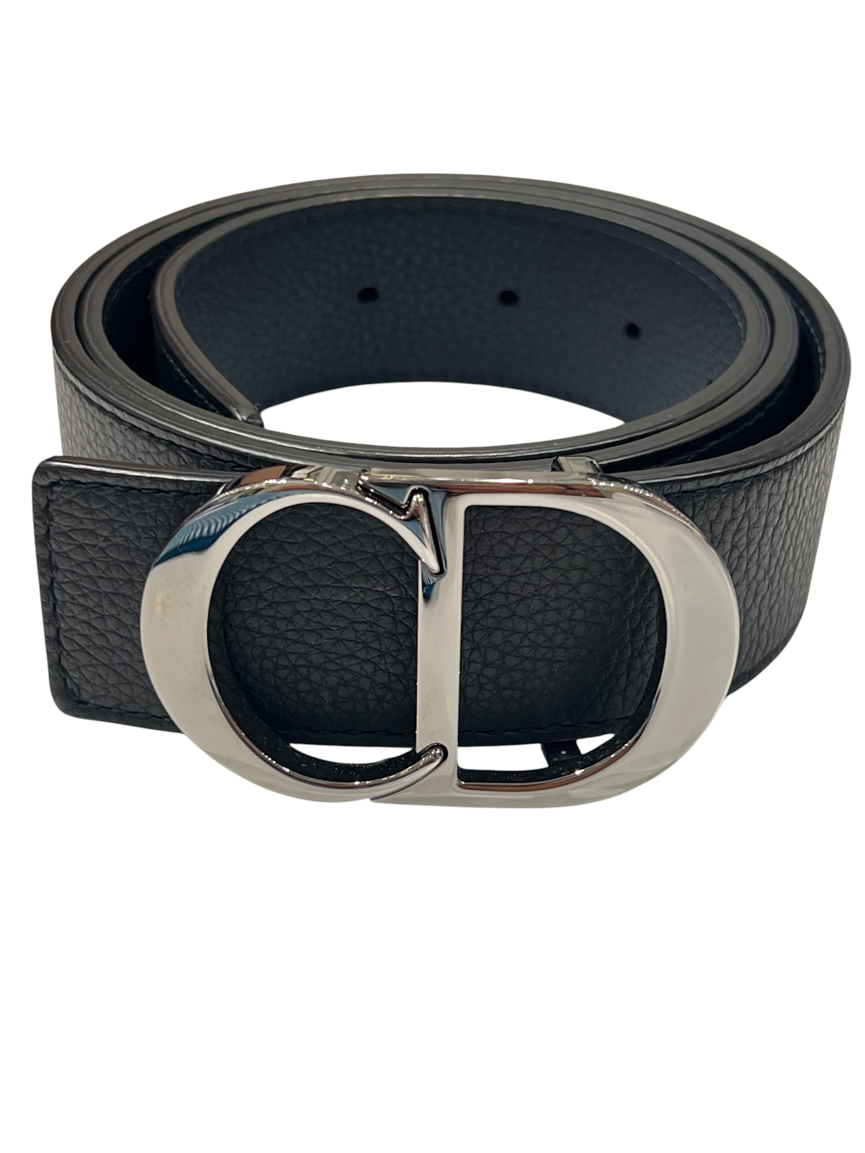 Dior - ceinture homme cuir marine et noir réversible