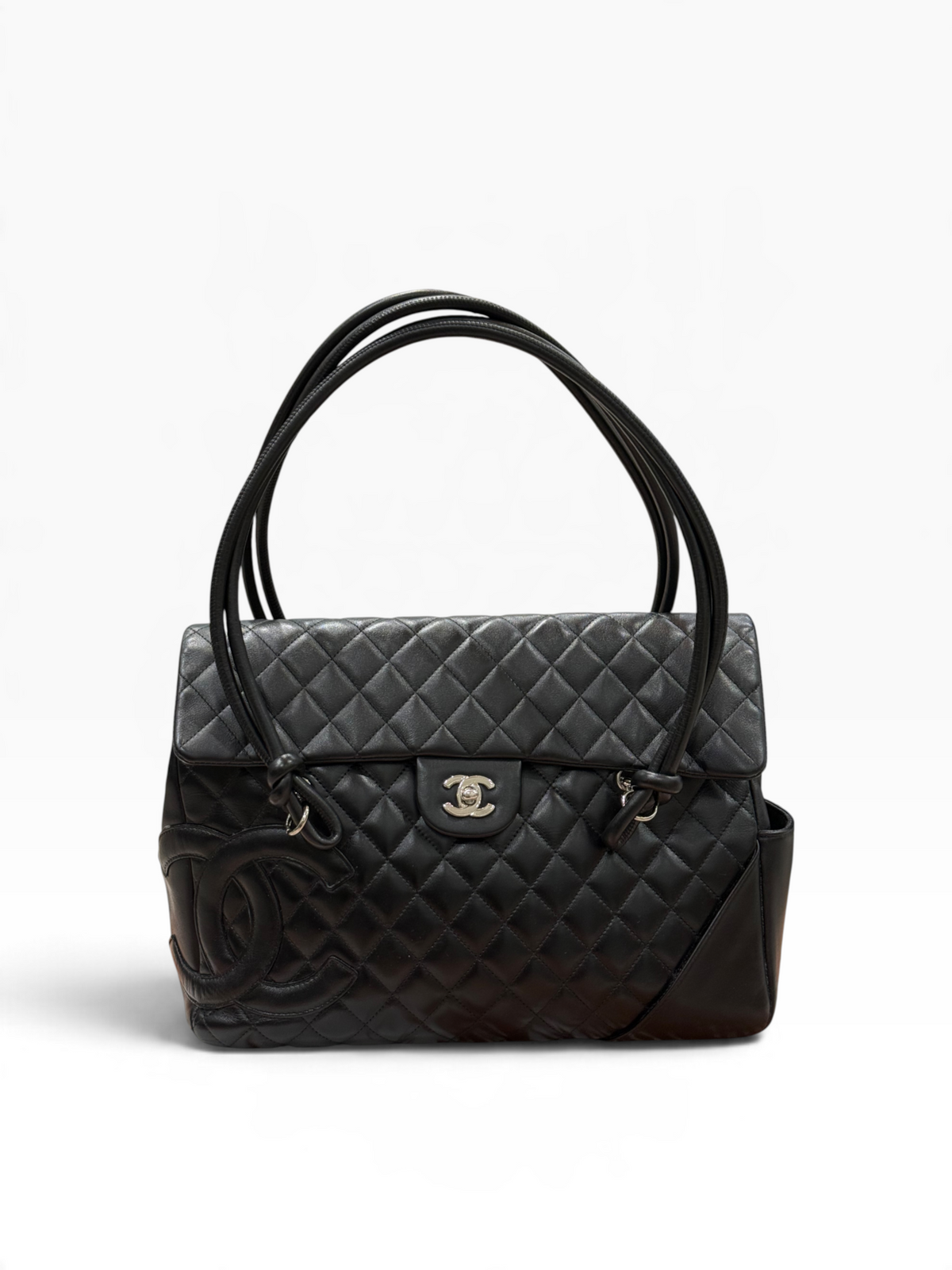 Chanel - sac flap cambon GM cuir noir