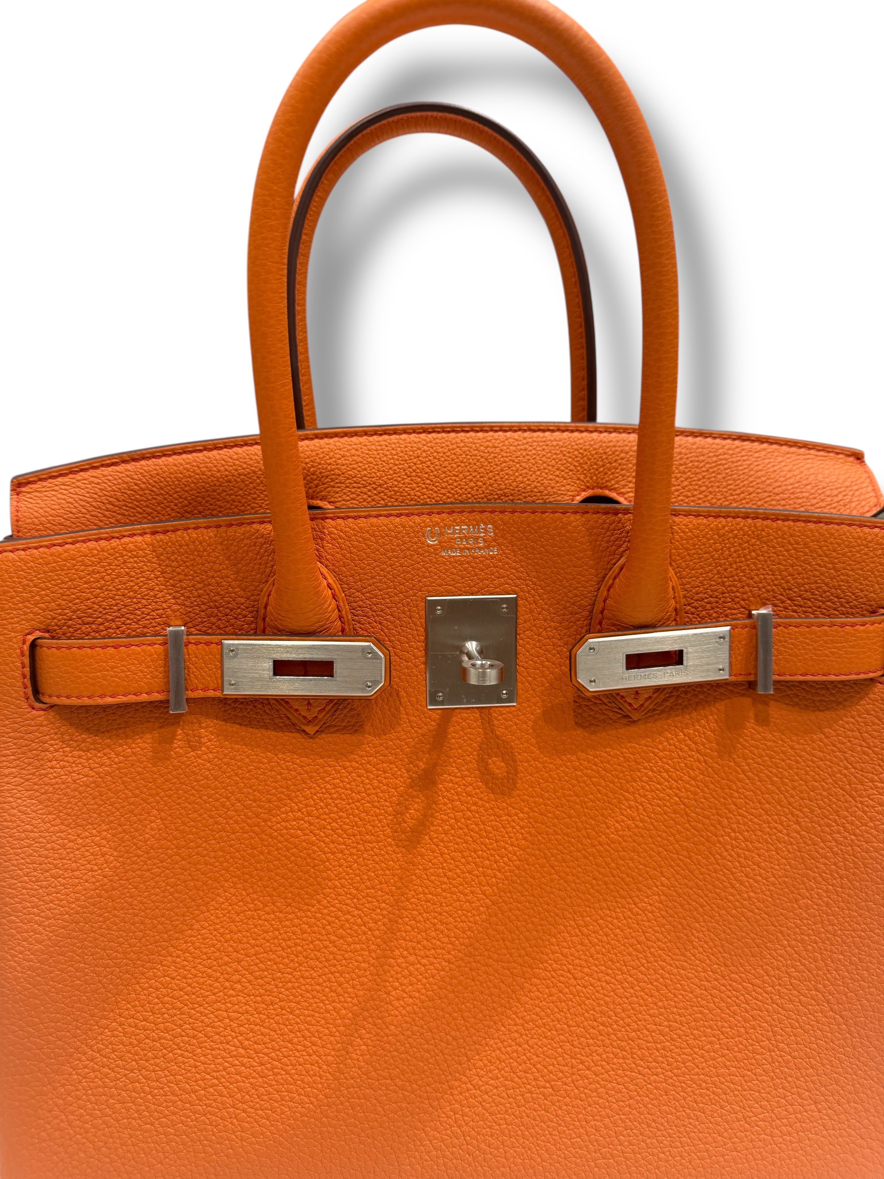 Hermès - Sac Birkin 30 Orange H et Rouge Coeur Commande spéciale