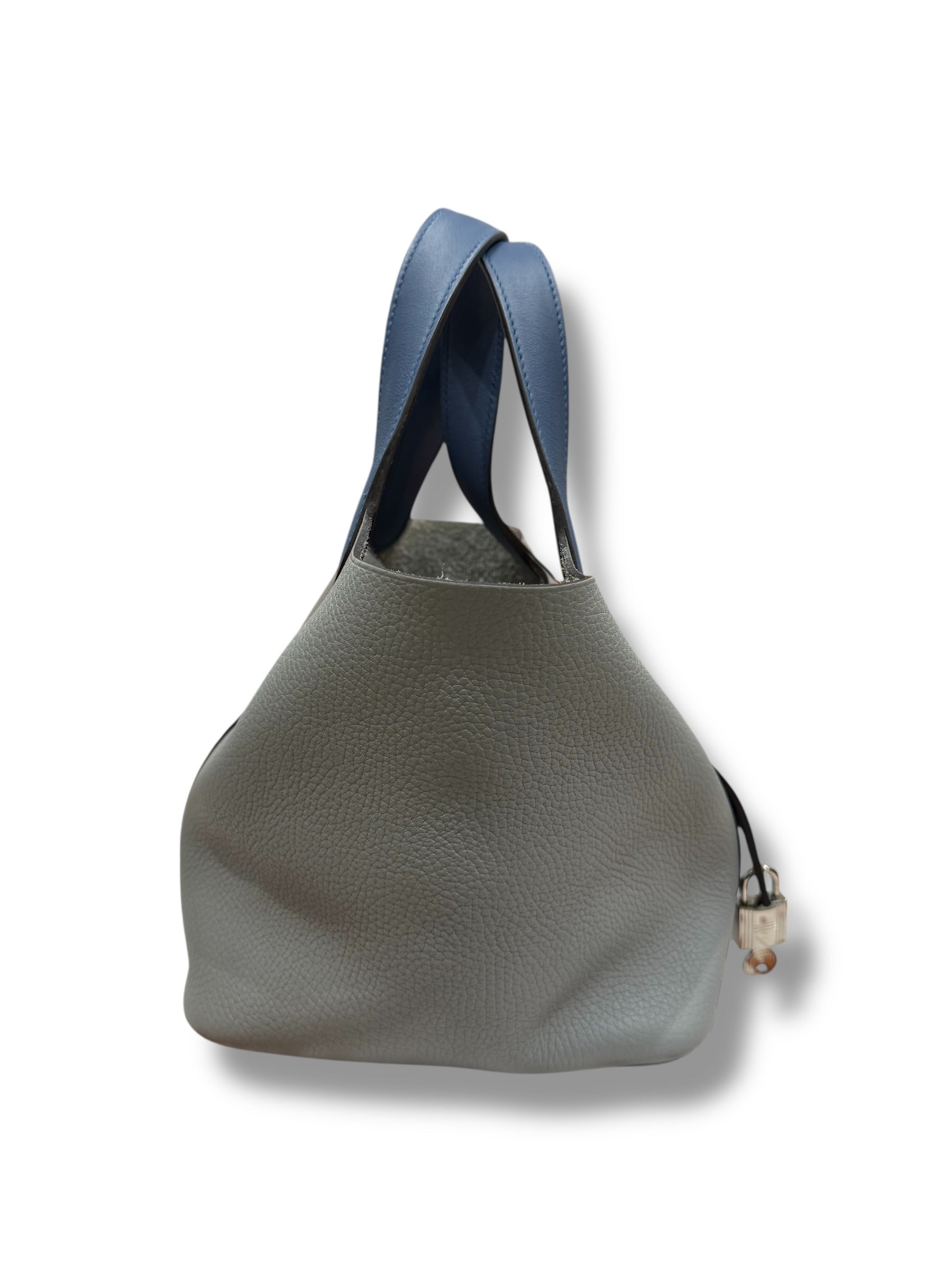 Hermès Sac Picotin 18 Commande Spéciale Bleu Agathe et Gris Mouette | Les Folies d’Eugénie