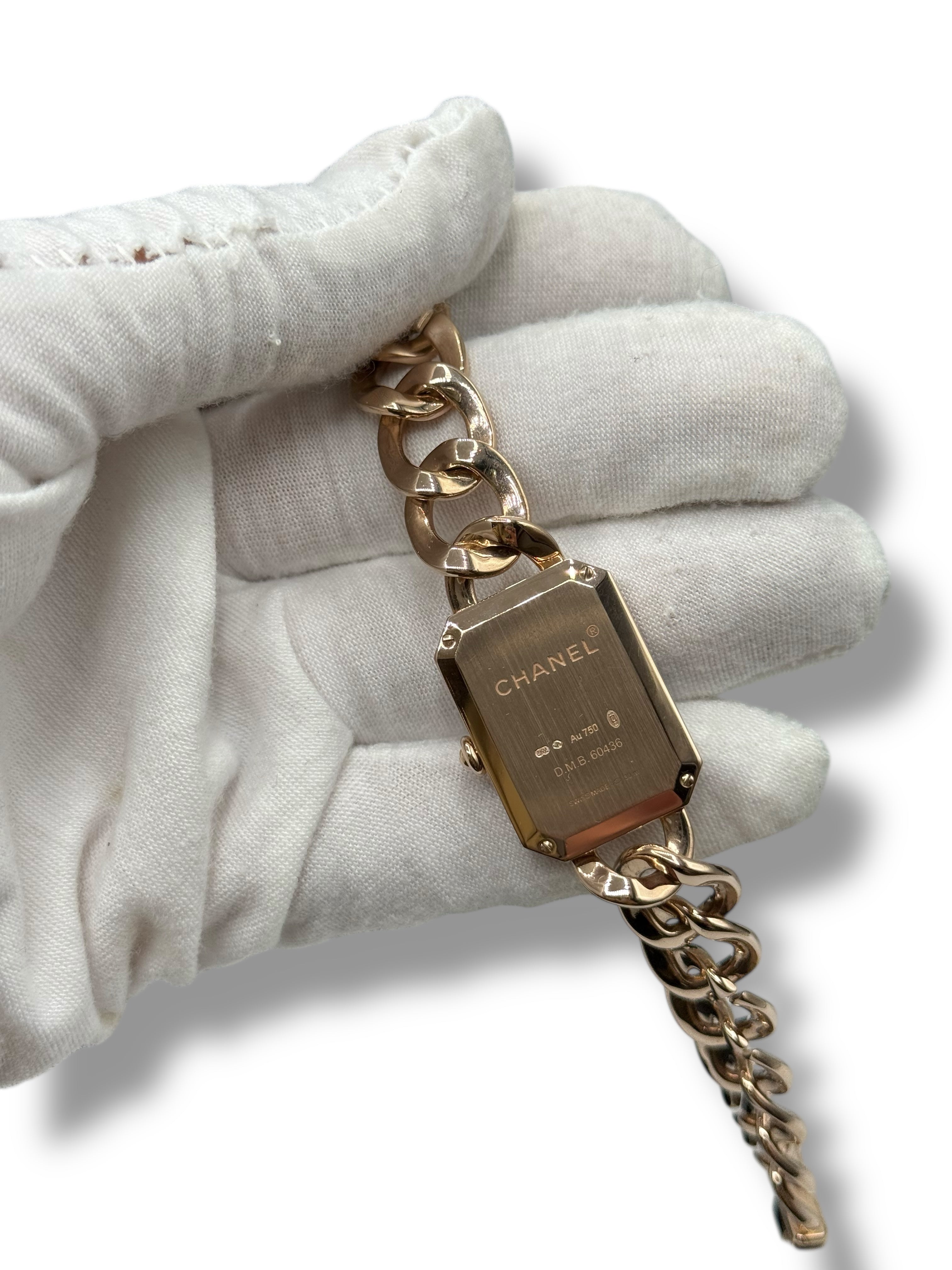 Chanel - montre première gourmette or beige, nacre et diamants
