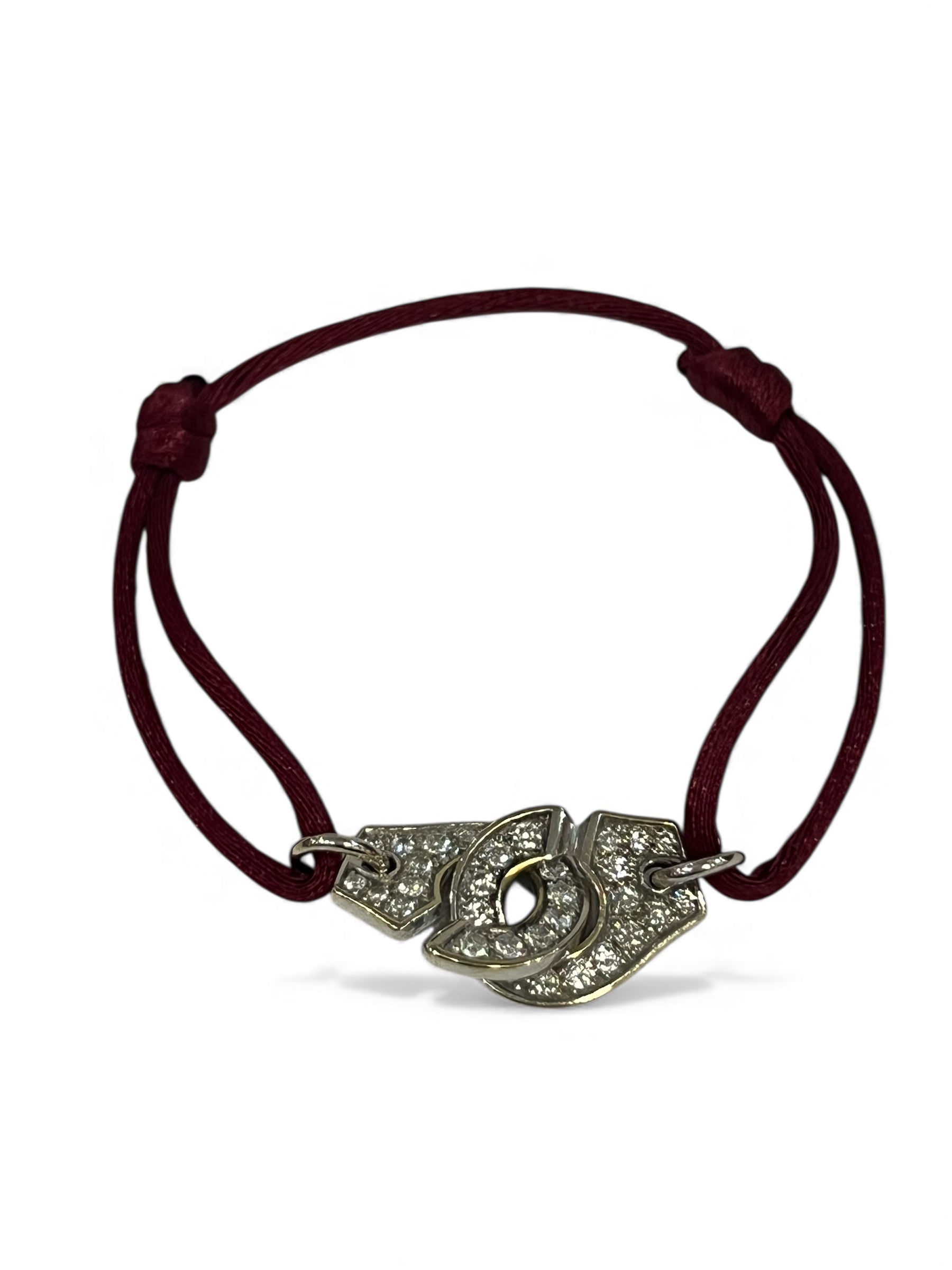 Dinh Van - Bracelet Menottes Force 10 MM pavées diamants sur cordon