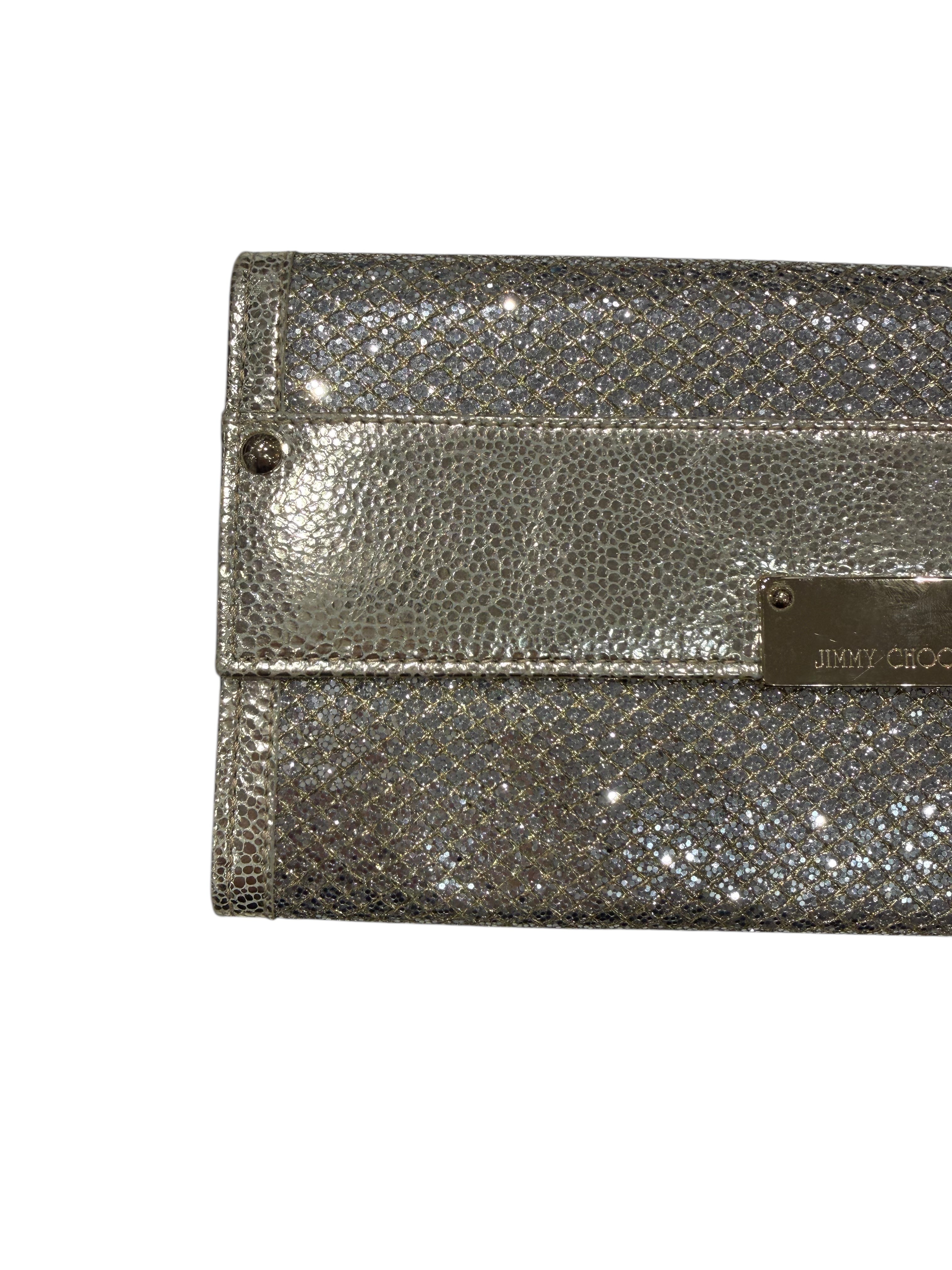 Jimmy Choo - Pochette portée main scintillante dorée