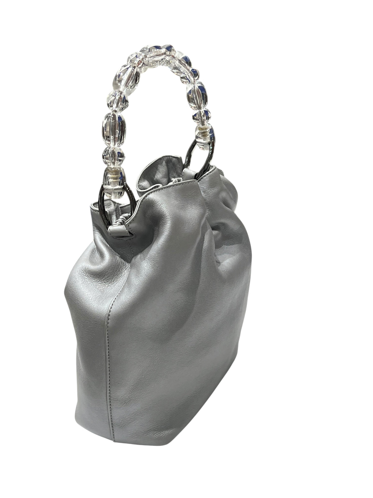Christian Dior - sac seau pearl cuir gris argenté