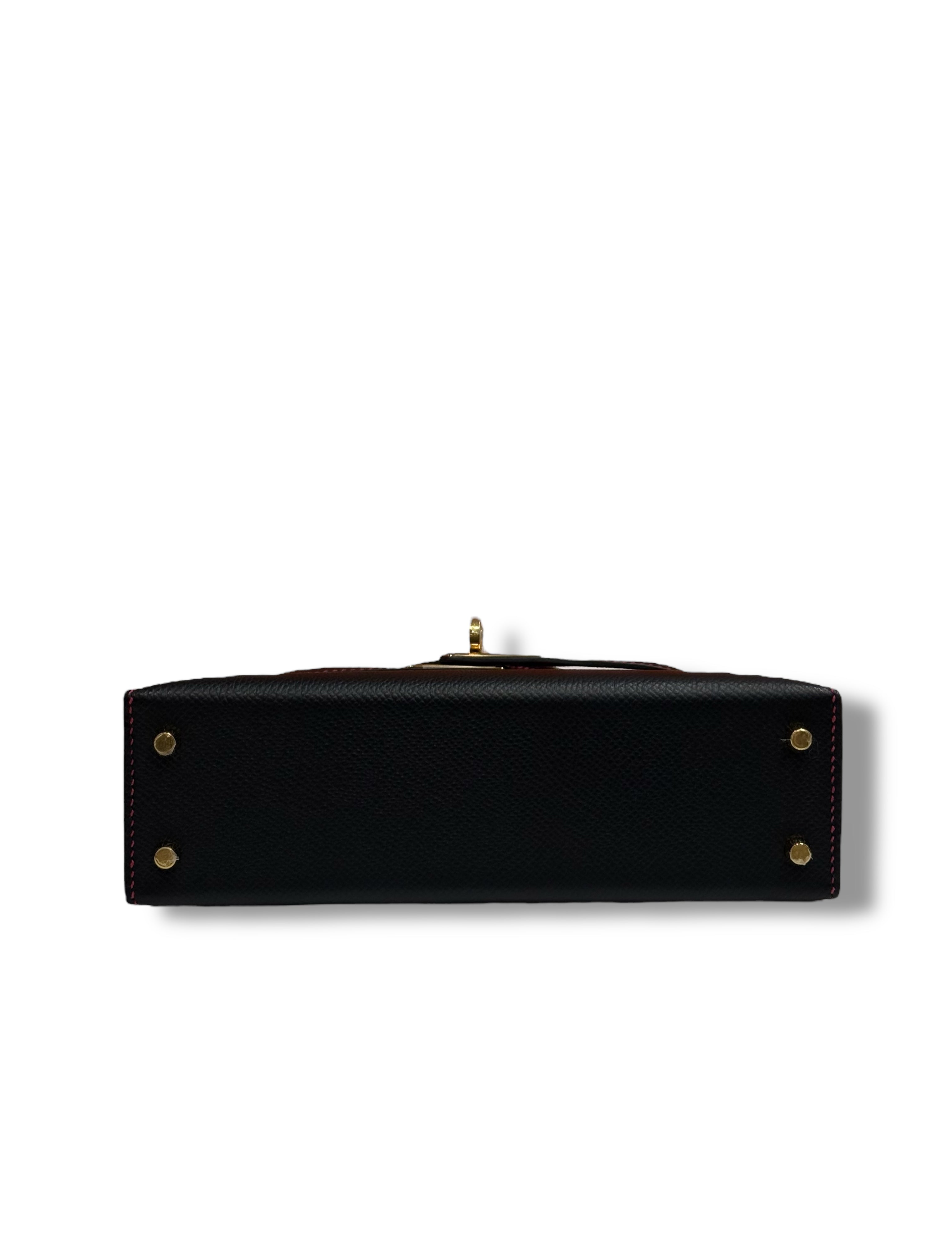 Hermès - Sac Mini Kelly Noir et Rose Extrême commande spéciale