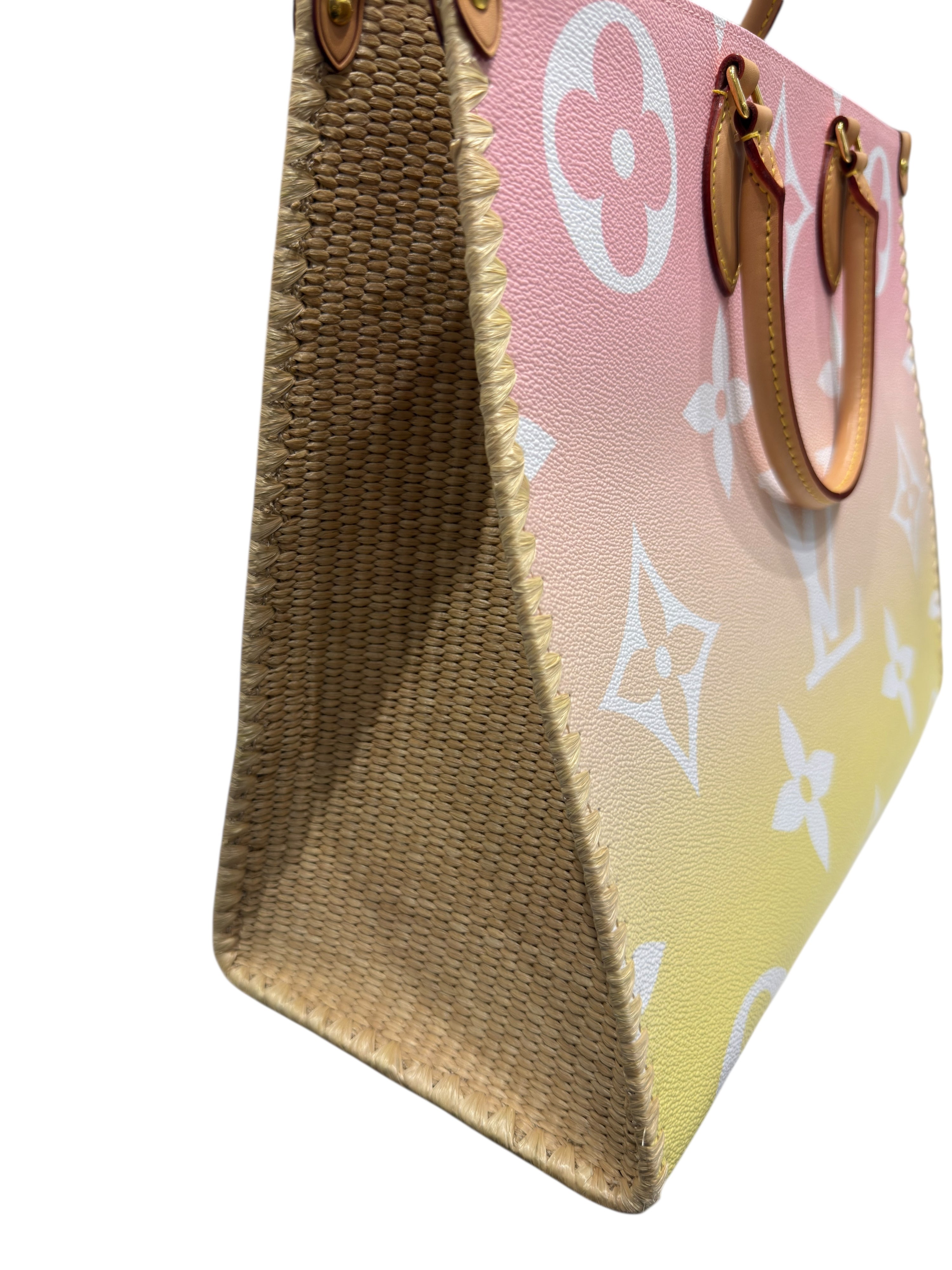 Louis Vuitton - Tasche On The Go GM Cannes-Ausgabe aus Monogramm-Leinen in Rosa- und Gelbverlauf