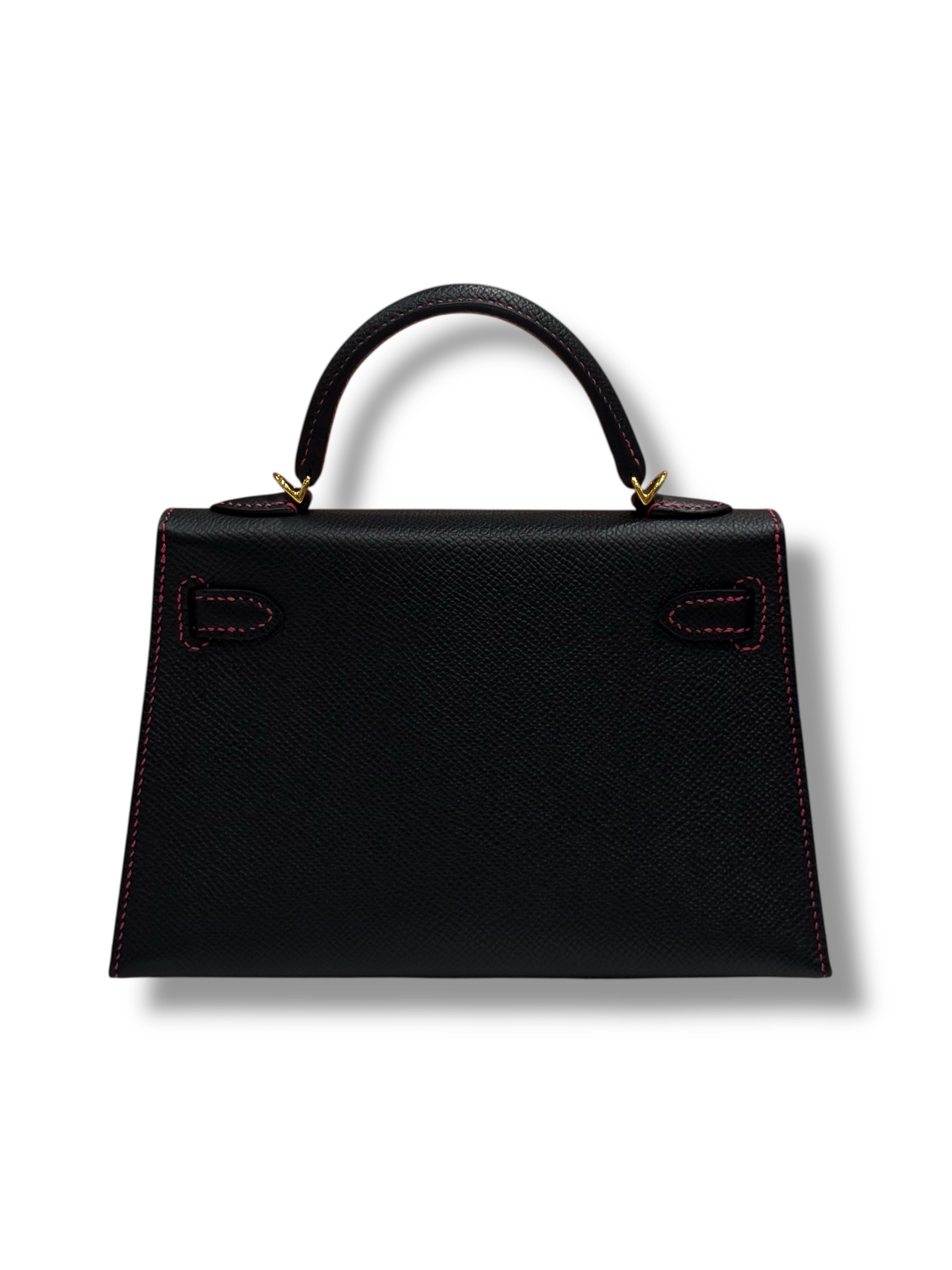 Hermès - Sac Mini Kelly Noir et Rose Extrême commande spéciale
