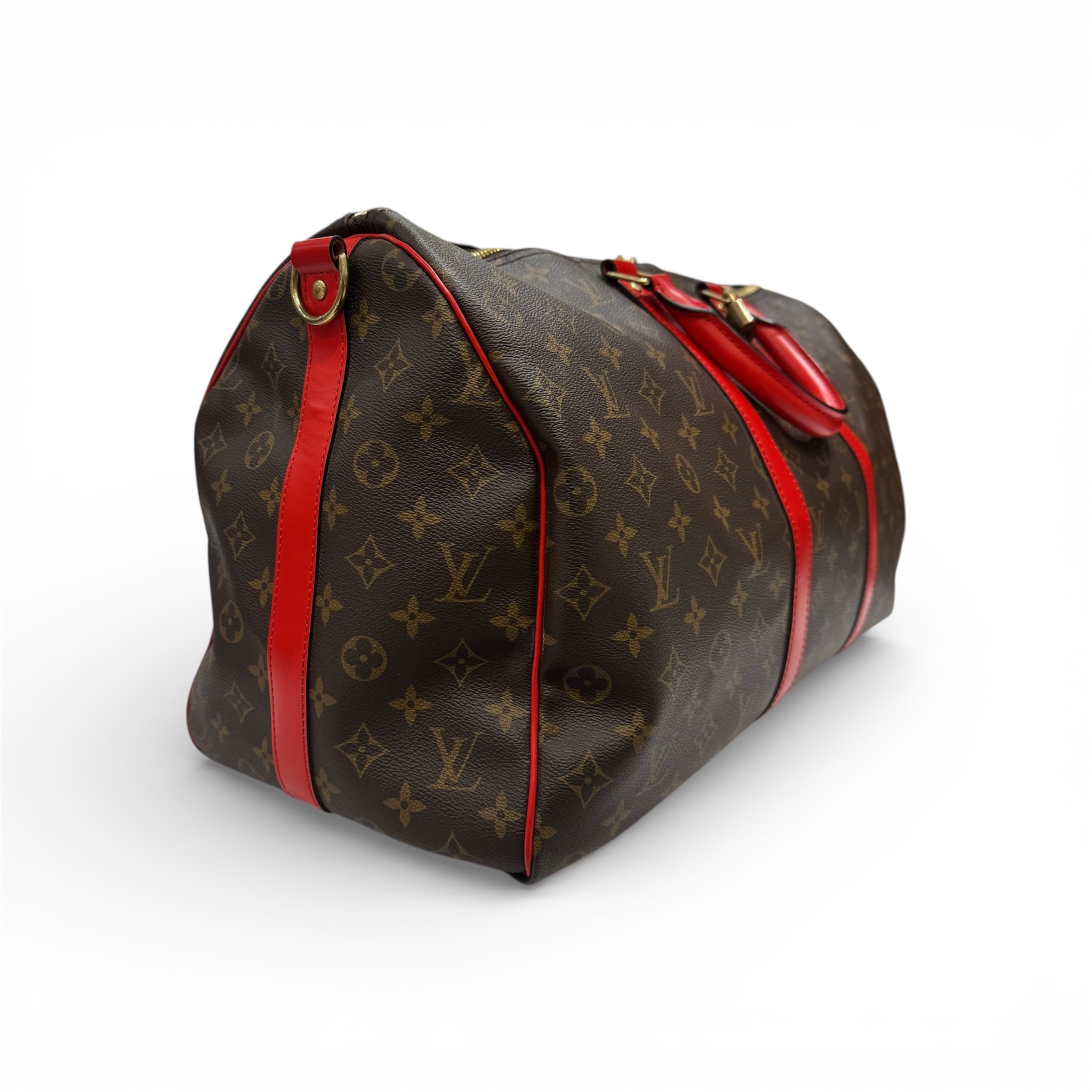 Louis Vuitton - Sac Keepall 50 Monogram et cuir rouge