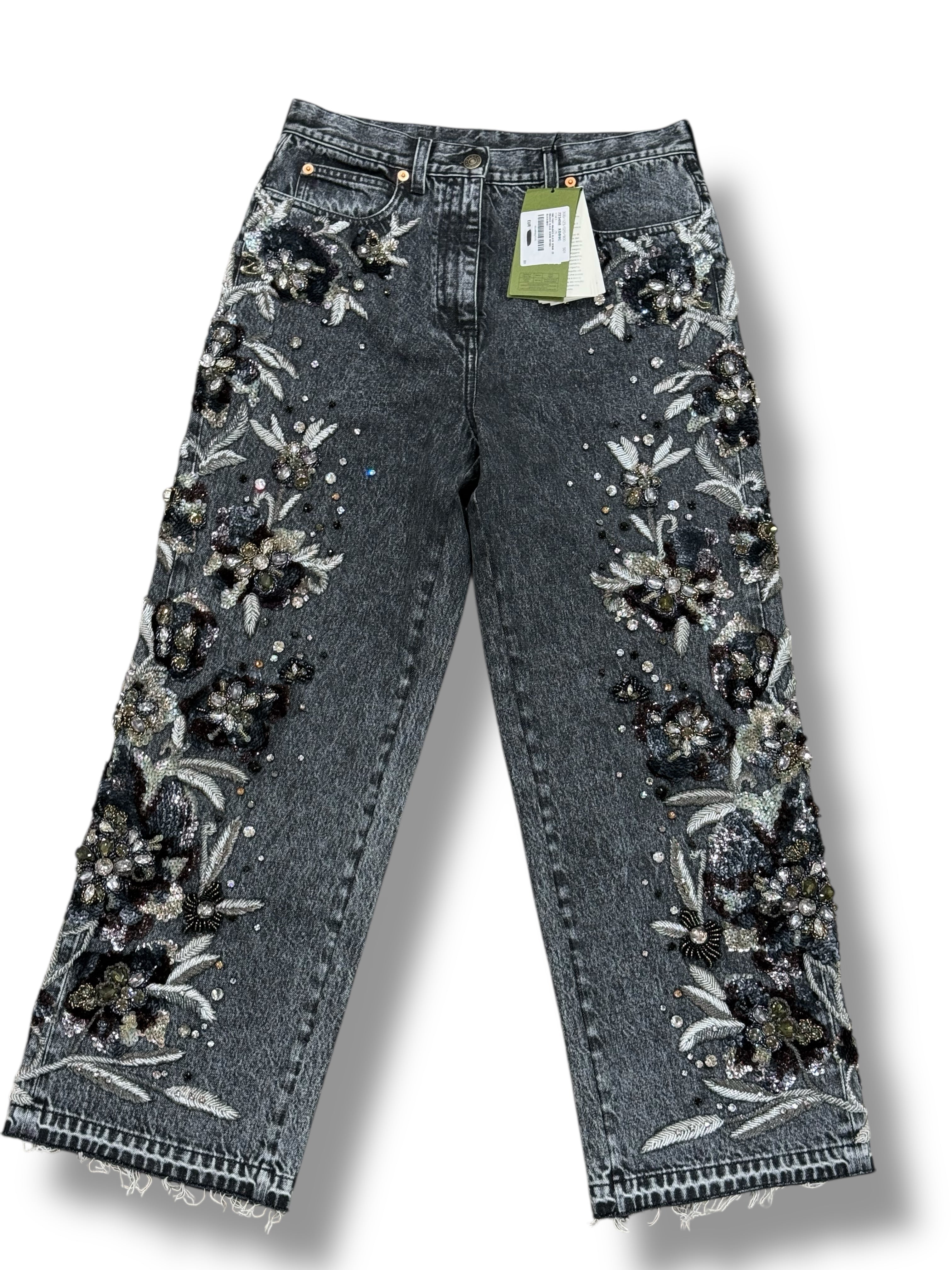 Gucci - Pantalon en denim orné de bijoux GUCCI