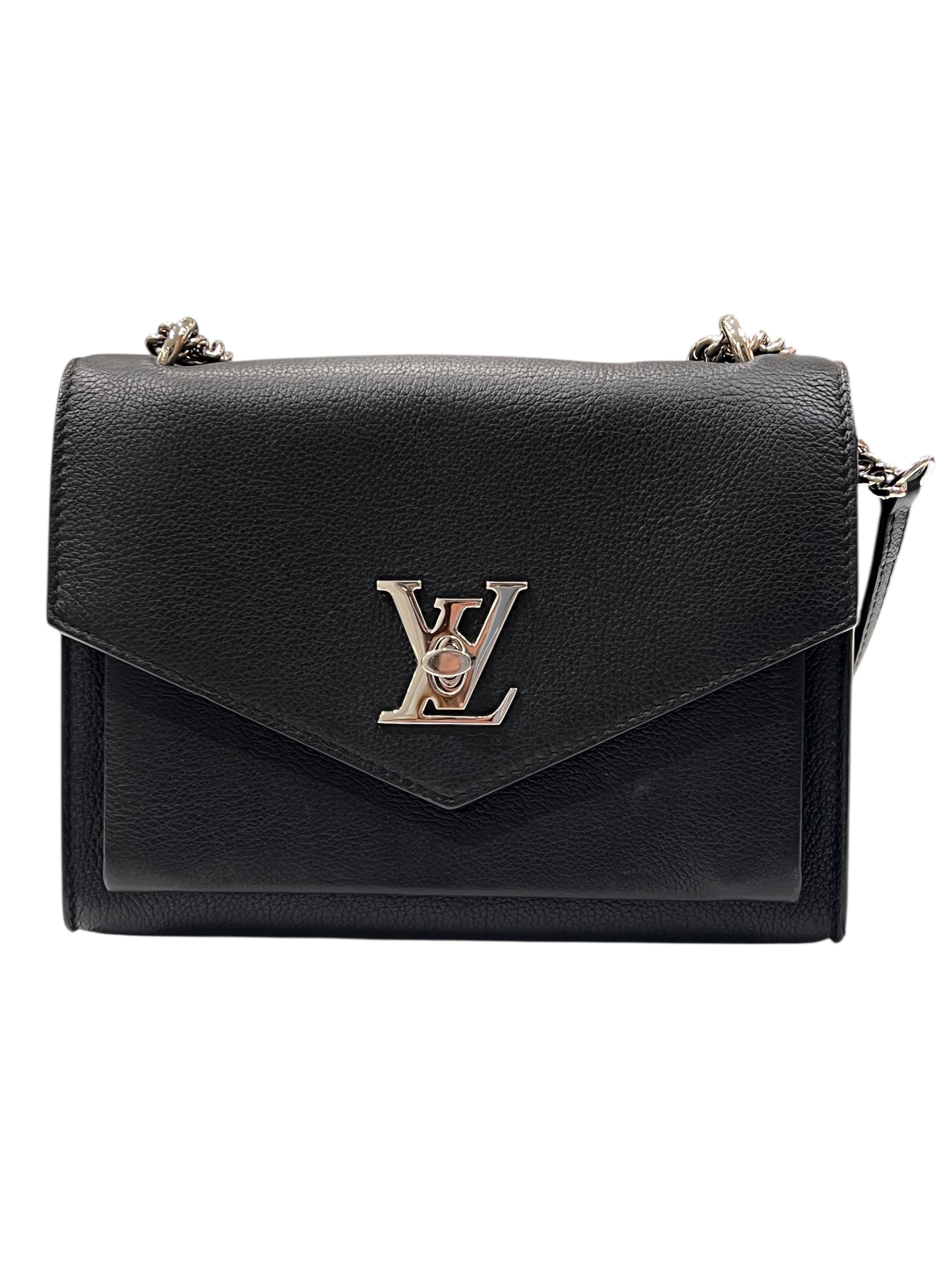 Louis Vuitton - Sac Lock Me en cuir noir et finition argenté