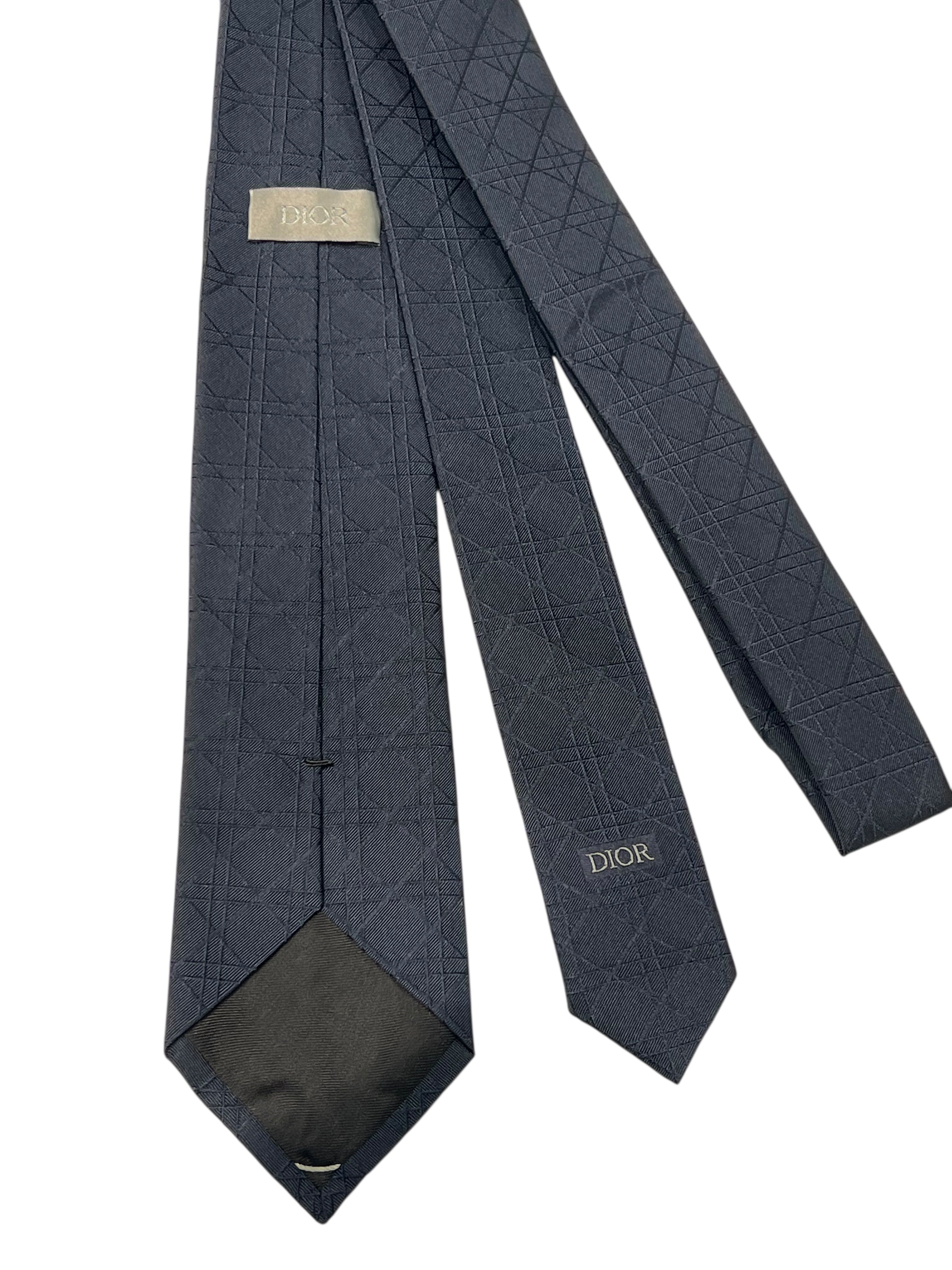 Dior - cravate cannage soie bleu marine