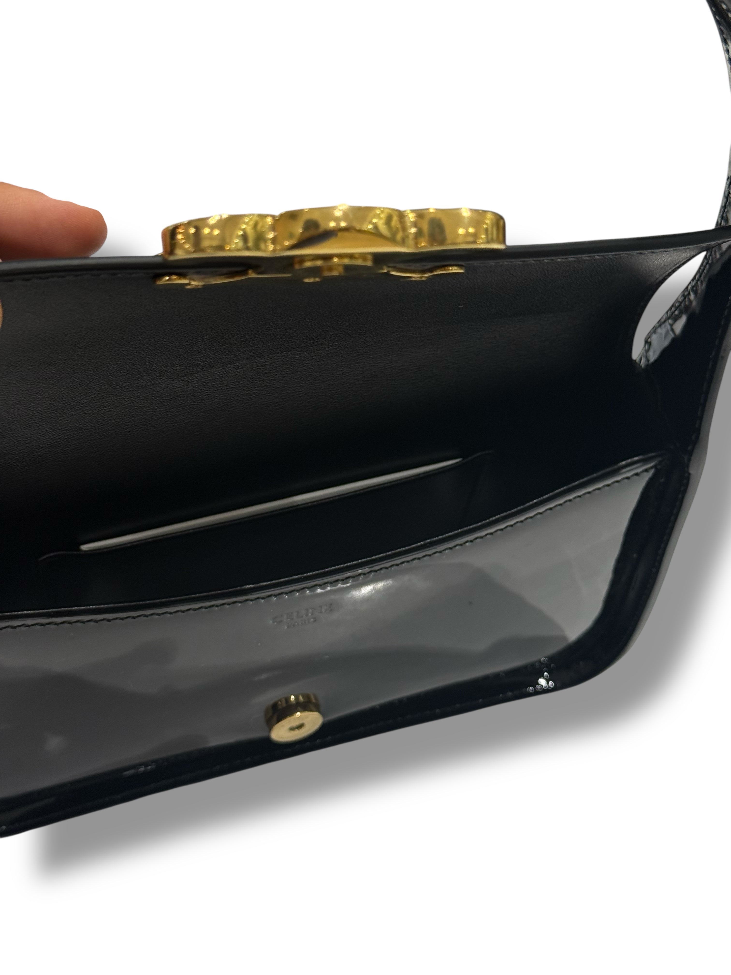 Celine - Sac Terence cuir vernis noir