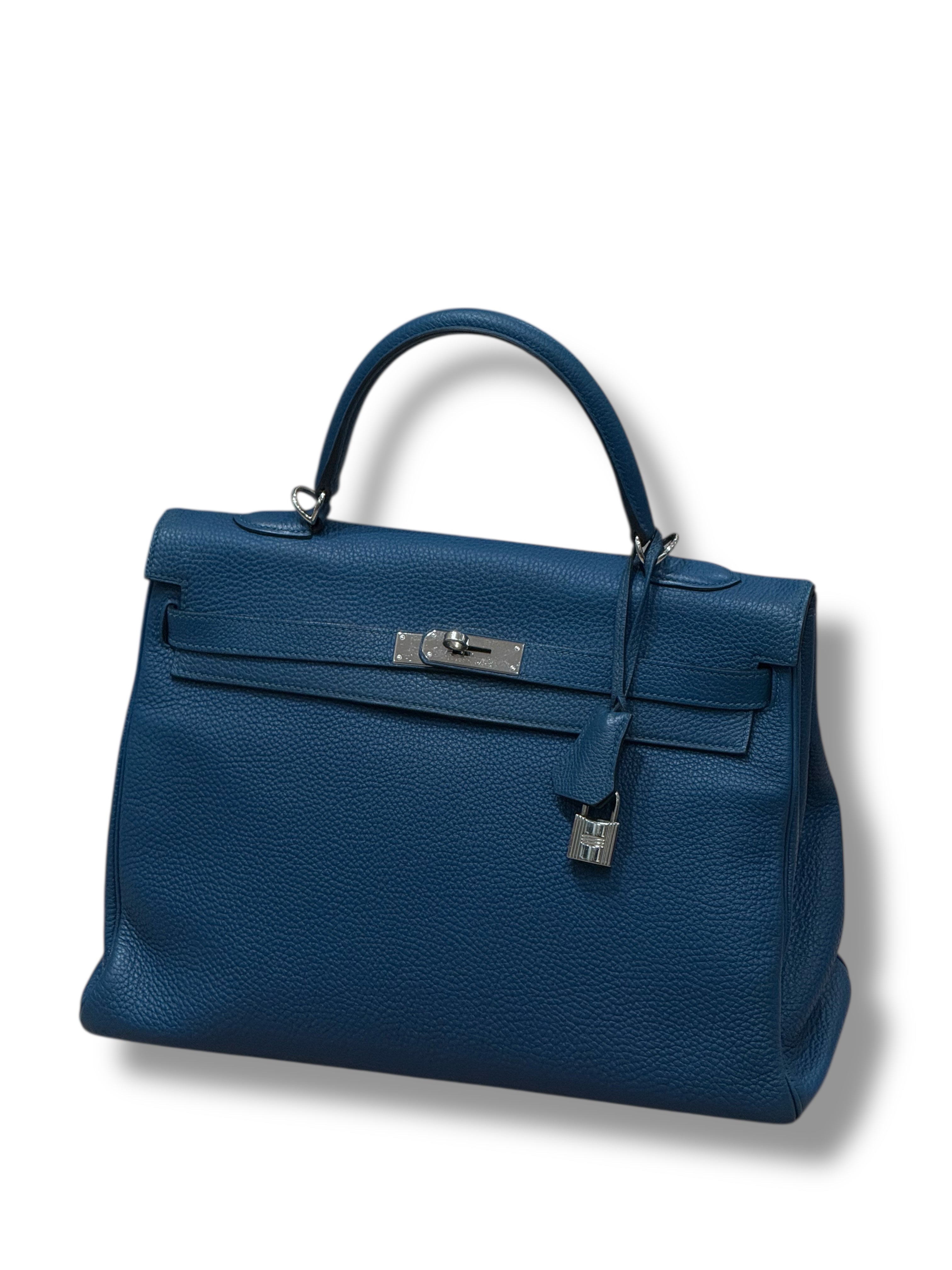 Hermès - sac Kelly 35 cuir Togo Bleu de Malte PHW