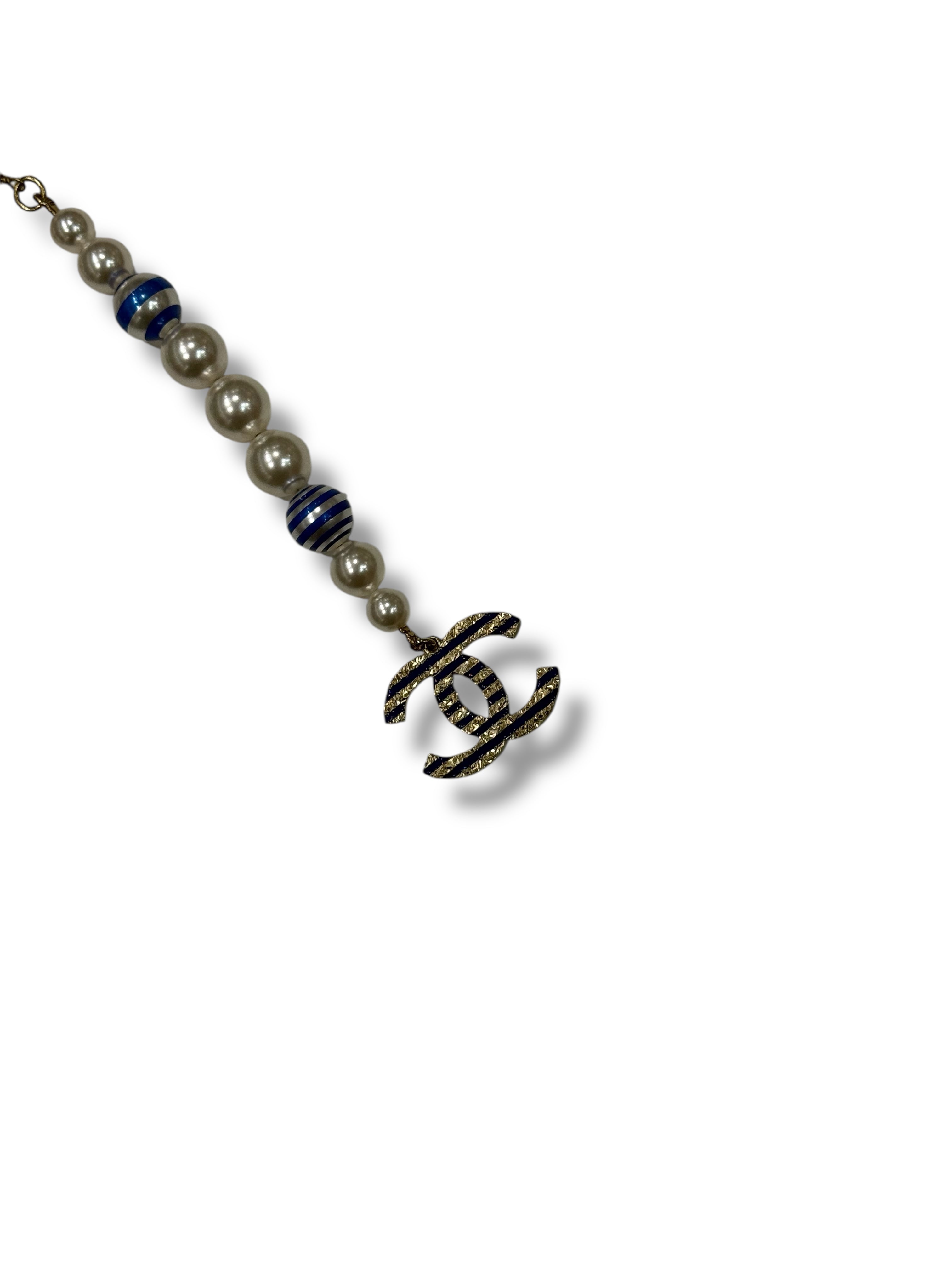 Chanel - Ceinture perles La Pausa blanches et bleues