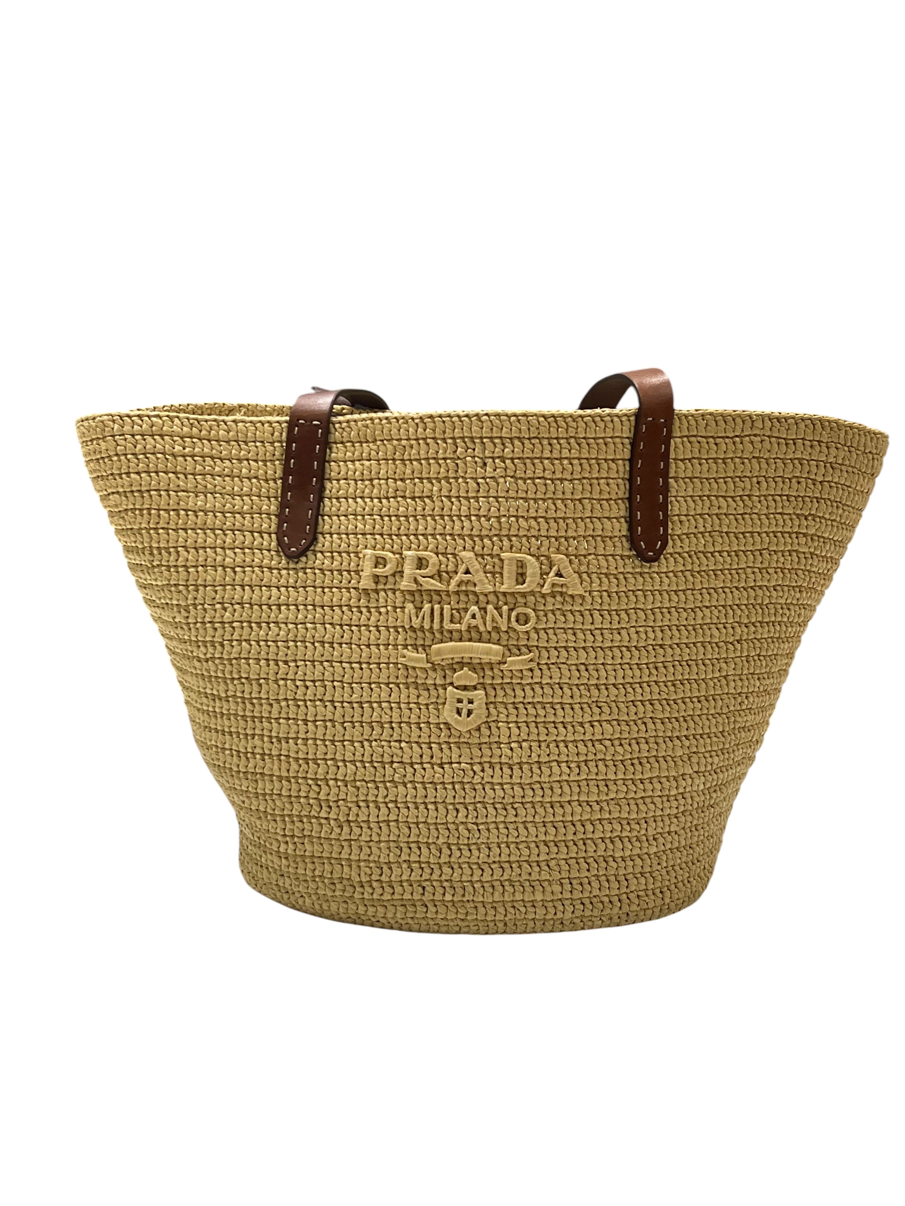 PRADA - cestino medio in rafia