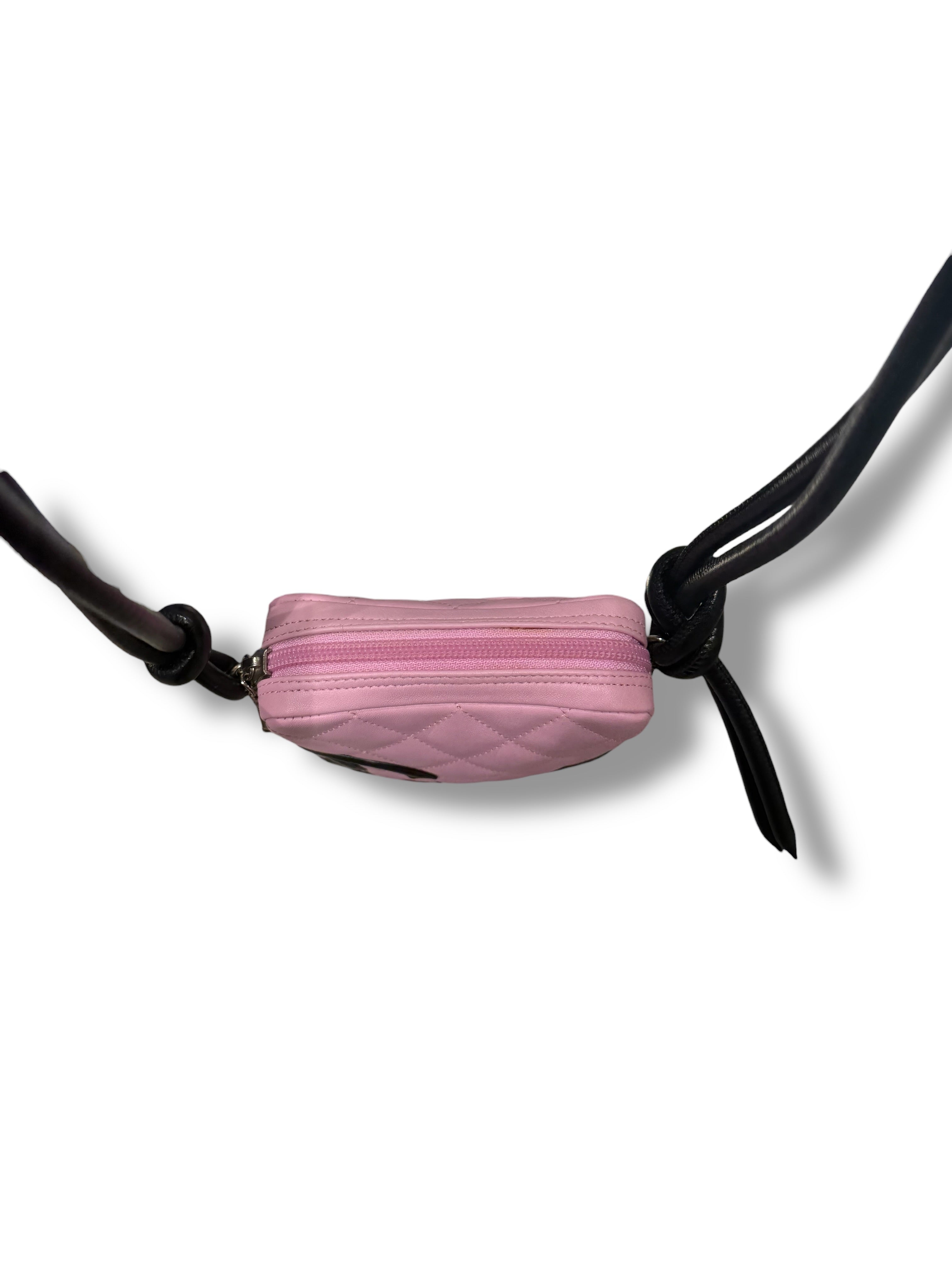 Chanel - Sac Mini Reporter Cambon Rose Et Noir | Les Folies d’Eugénie