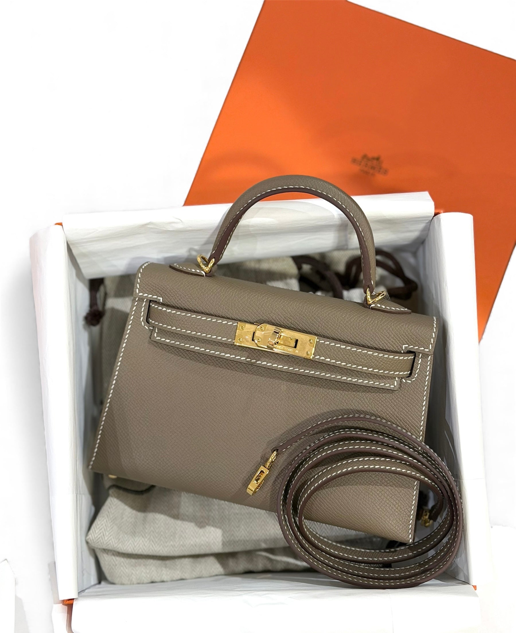 Hermès - Sac Kelly II sellier Mini Étoupe