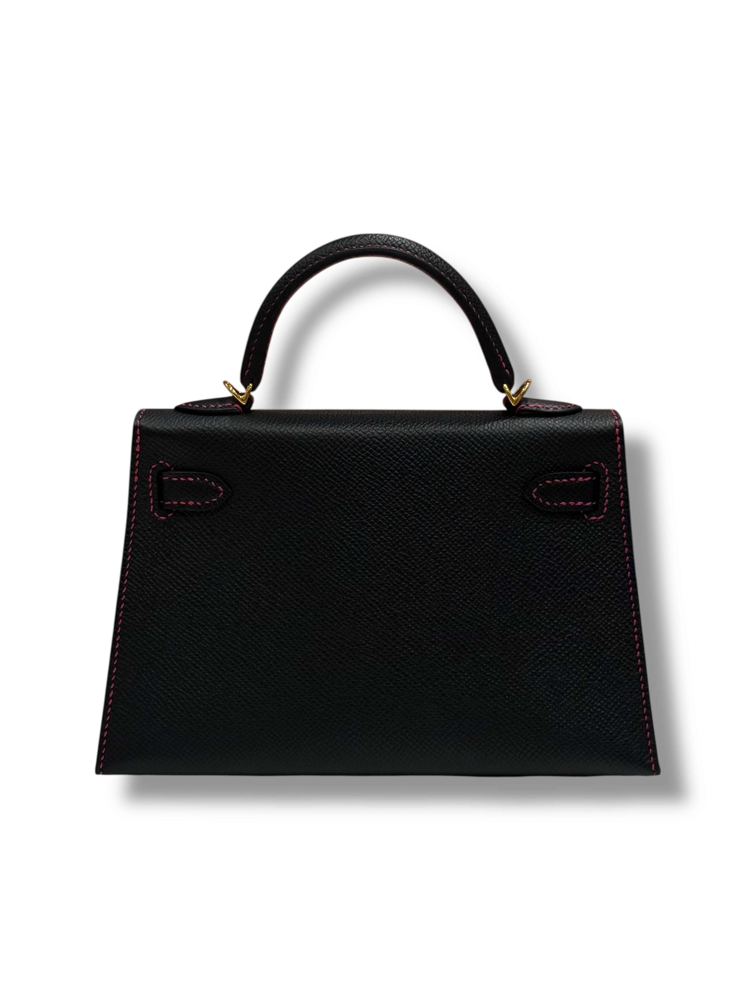 Hermès - Sac Mini Kelly Noir et Rose Extrême commande spéciale