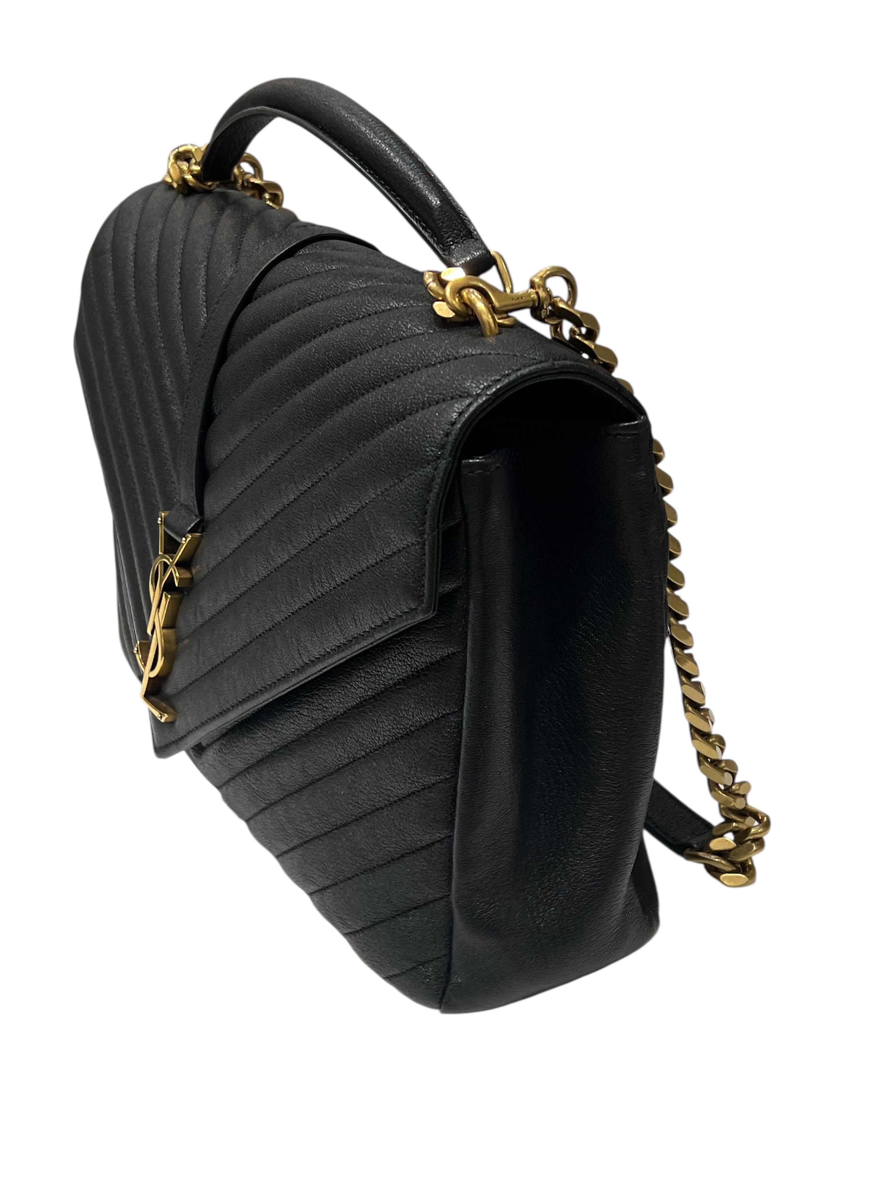 Saint Laurent - sac collège cuir noir GM