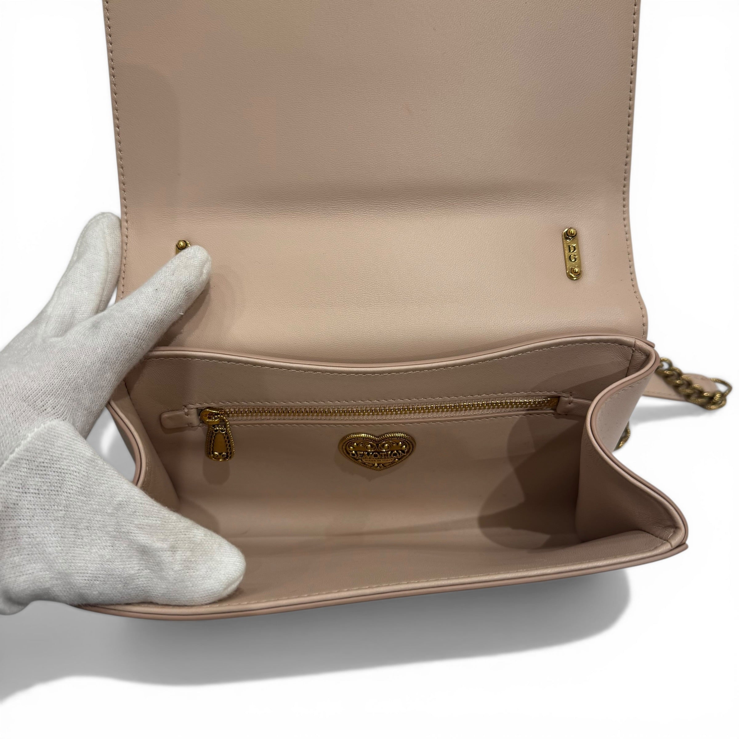 Dolce & Gabbana - Sac Dévotion en cuir rose pale