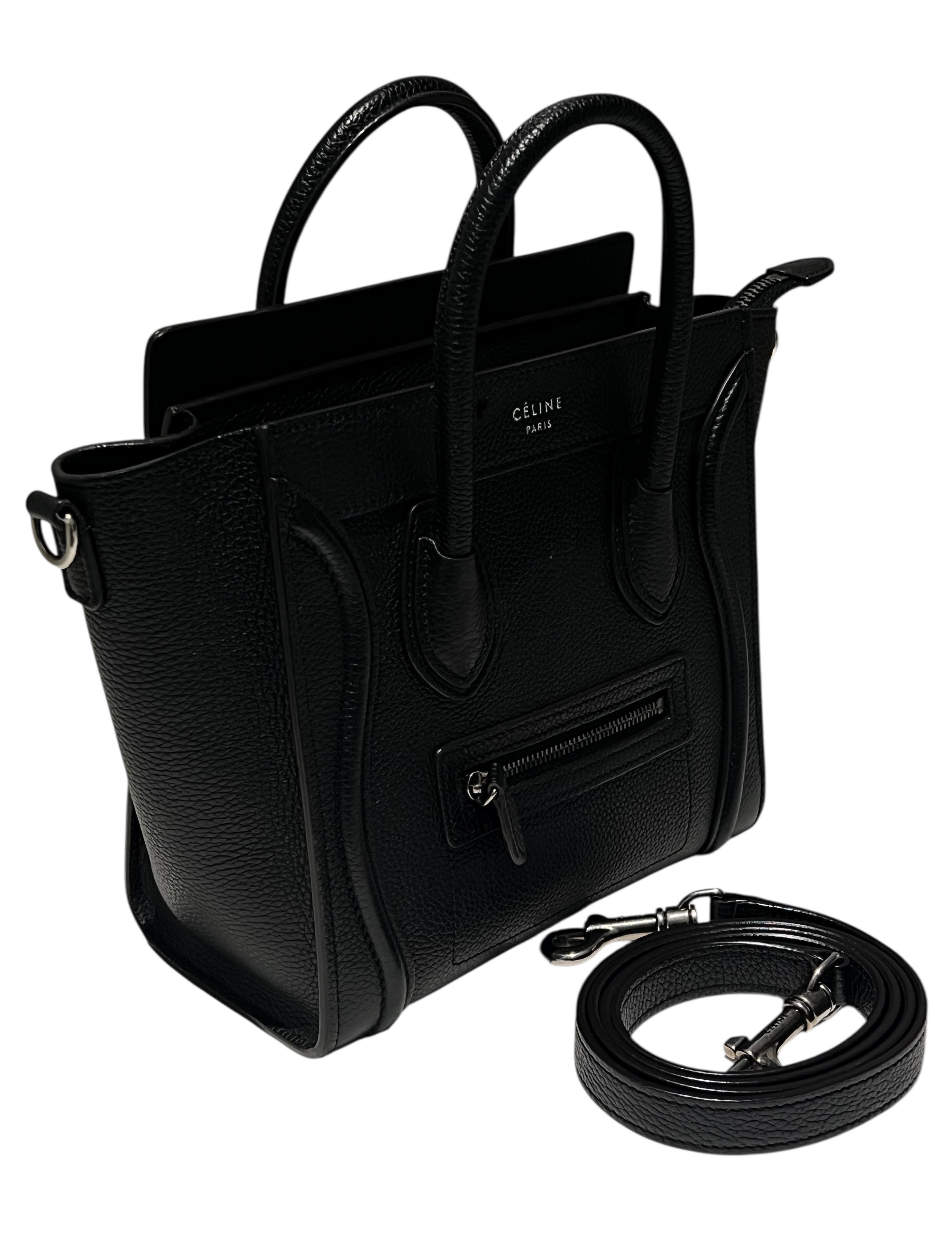 Celine - sac luggage cuir noir PM