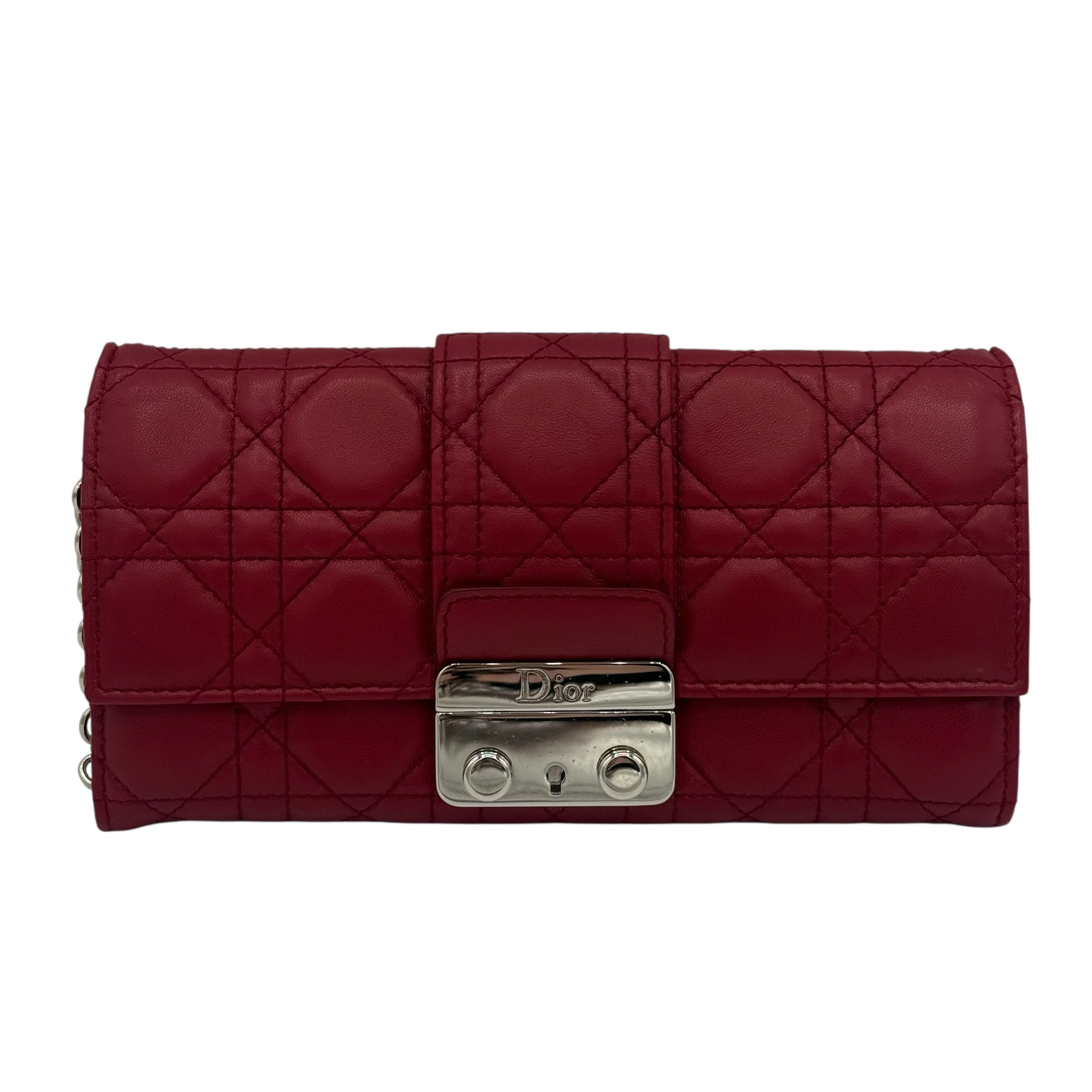 Dior - Portefeuille pochette cannage rouge