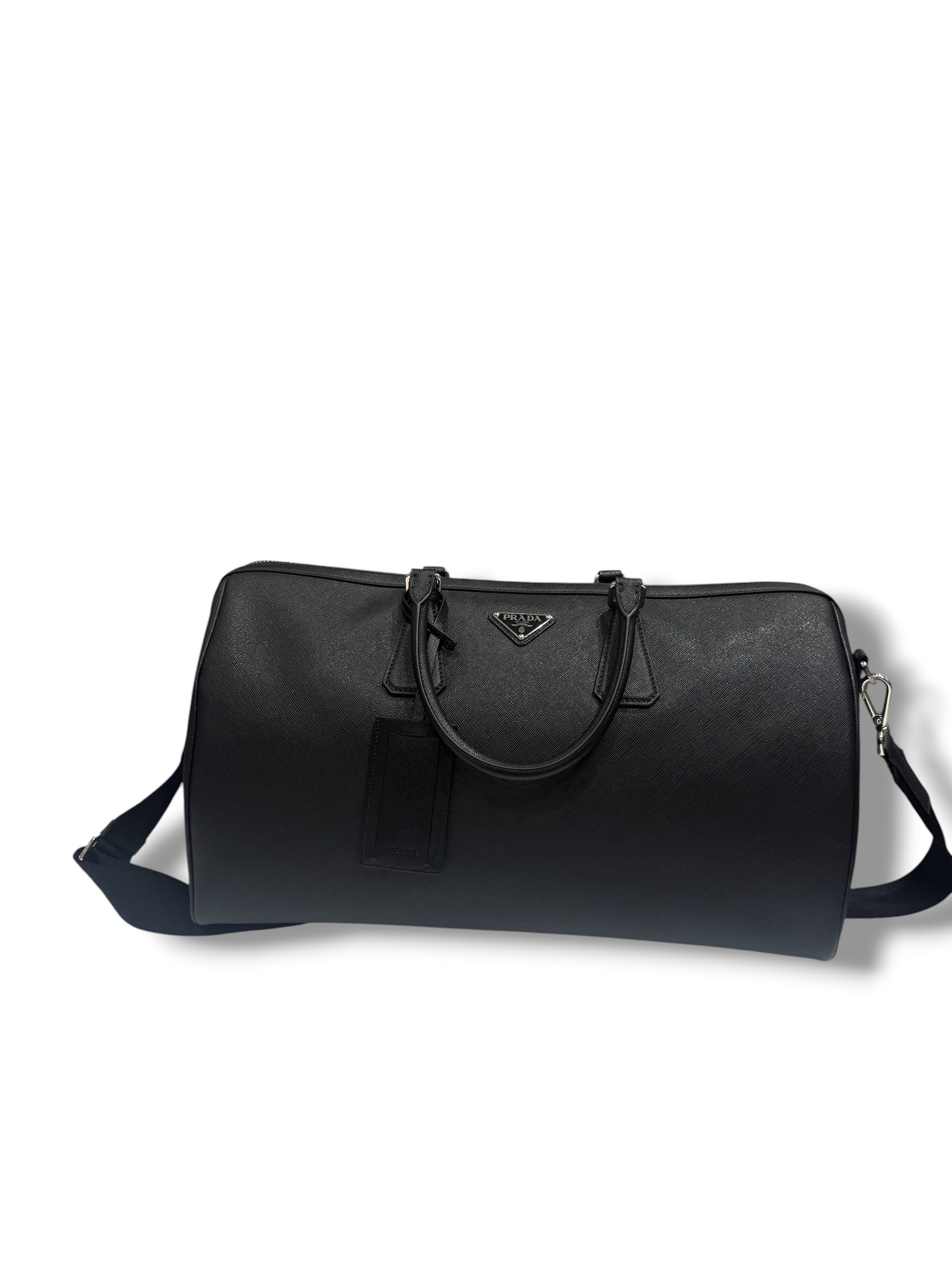Prada - Sac de voyage 45 Noir en cuir saffiano