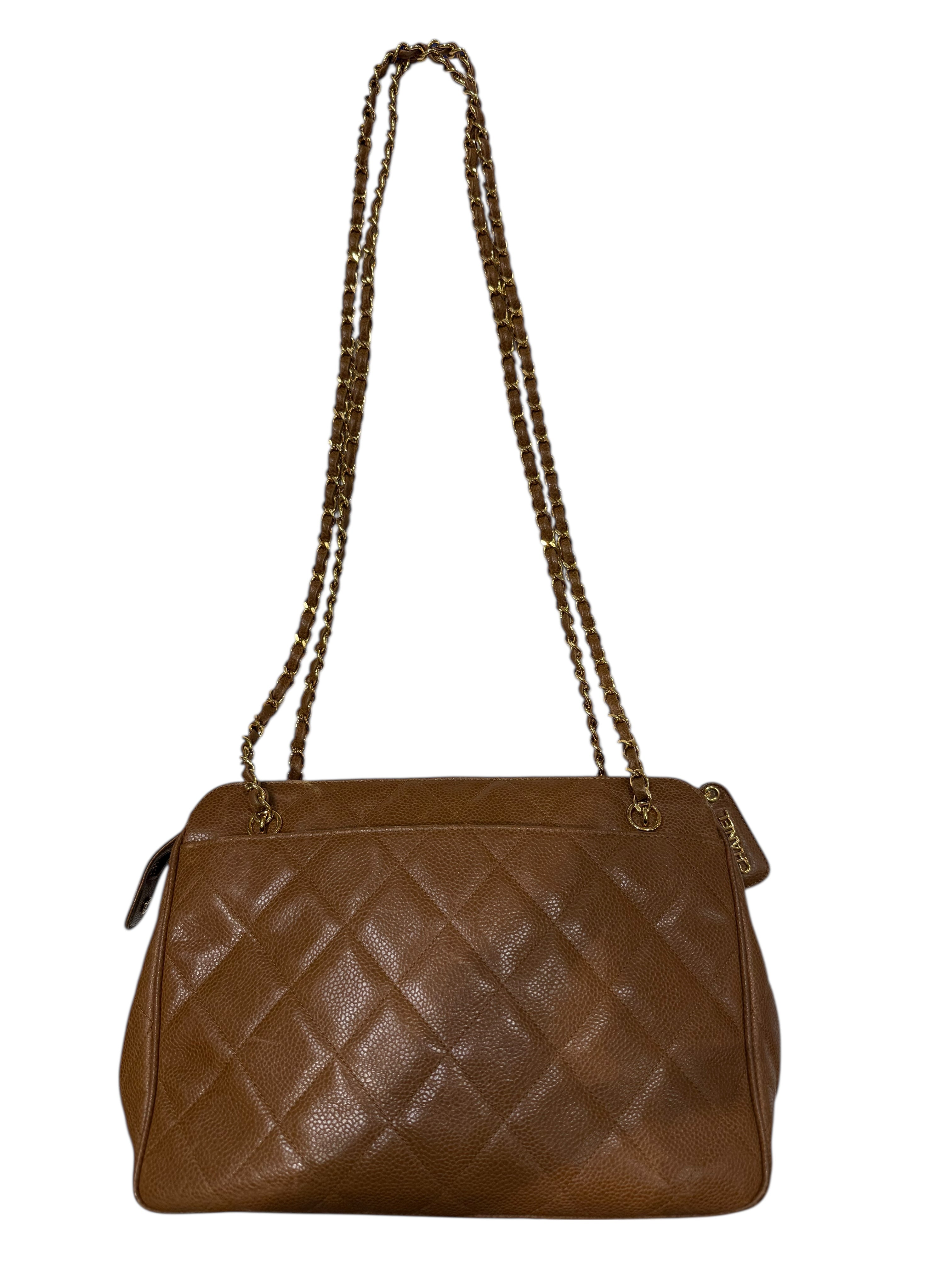 Chanel - Sac petit allongé mademoiselle vintage en cuir caviar camel