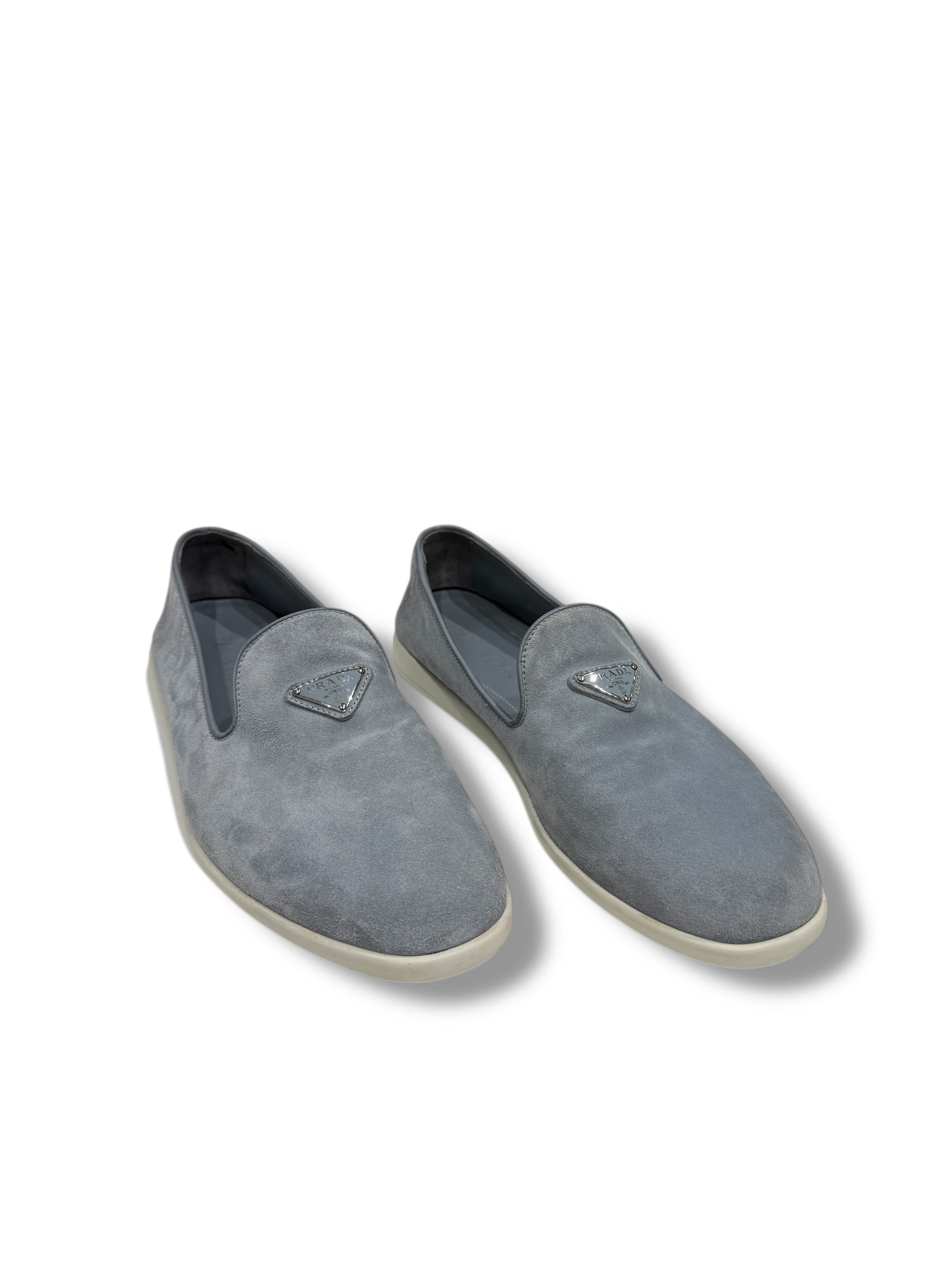 Prada Mocassins Loafers Daim Bleu Astral | Les Folies d’Eugénie
