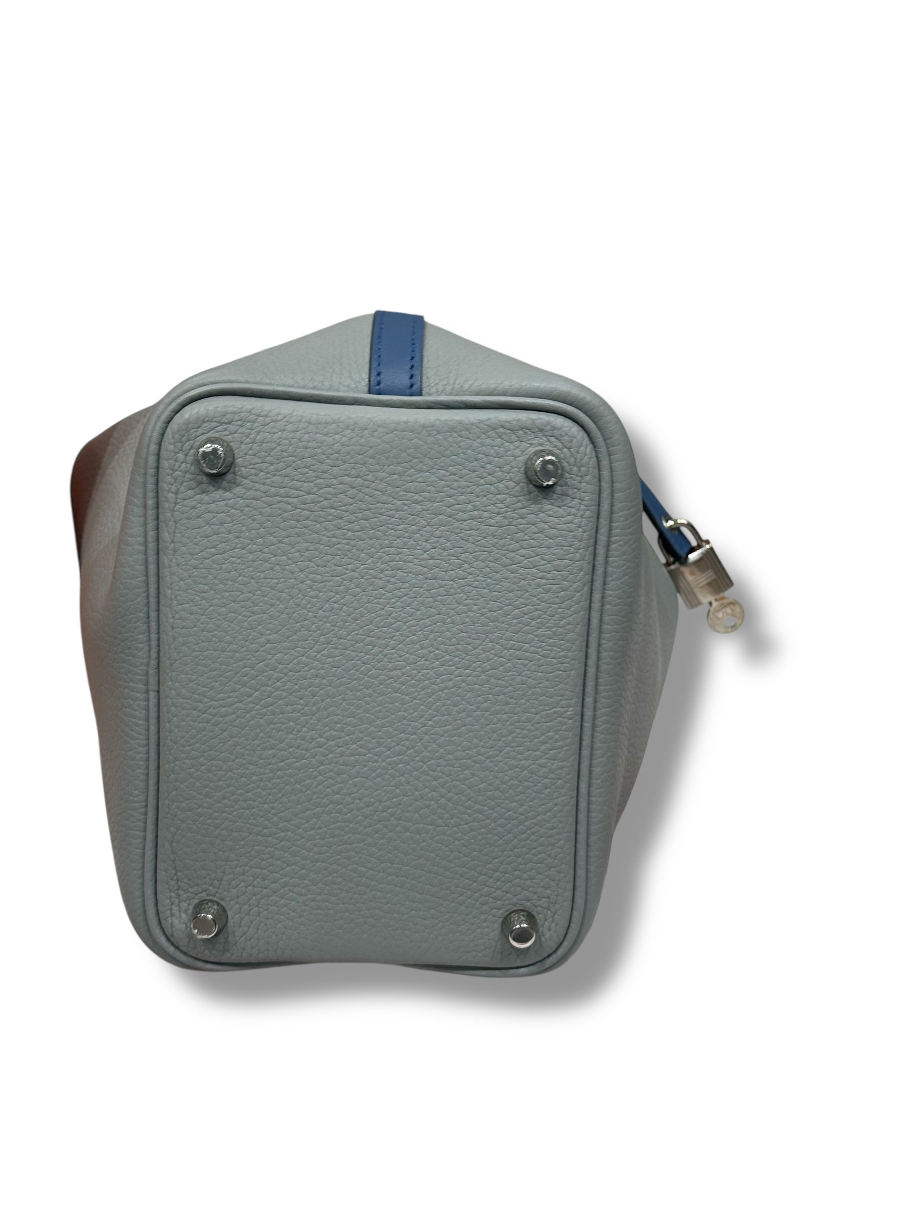 Hermès - Sac Picotin 18 Commande spéciale Bleu Agathe et Gris mouette