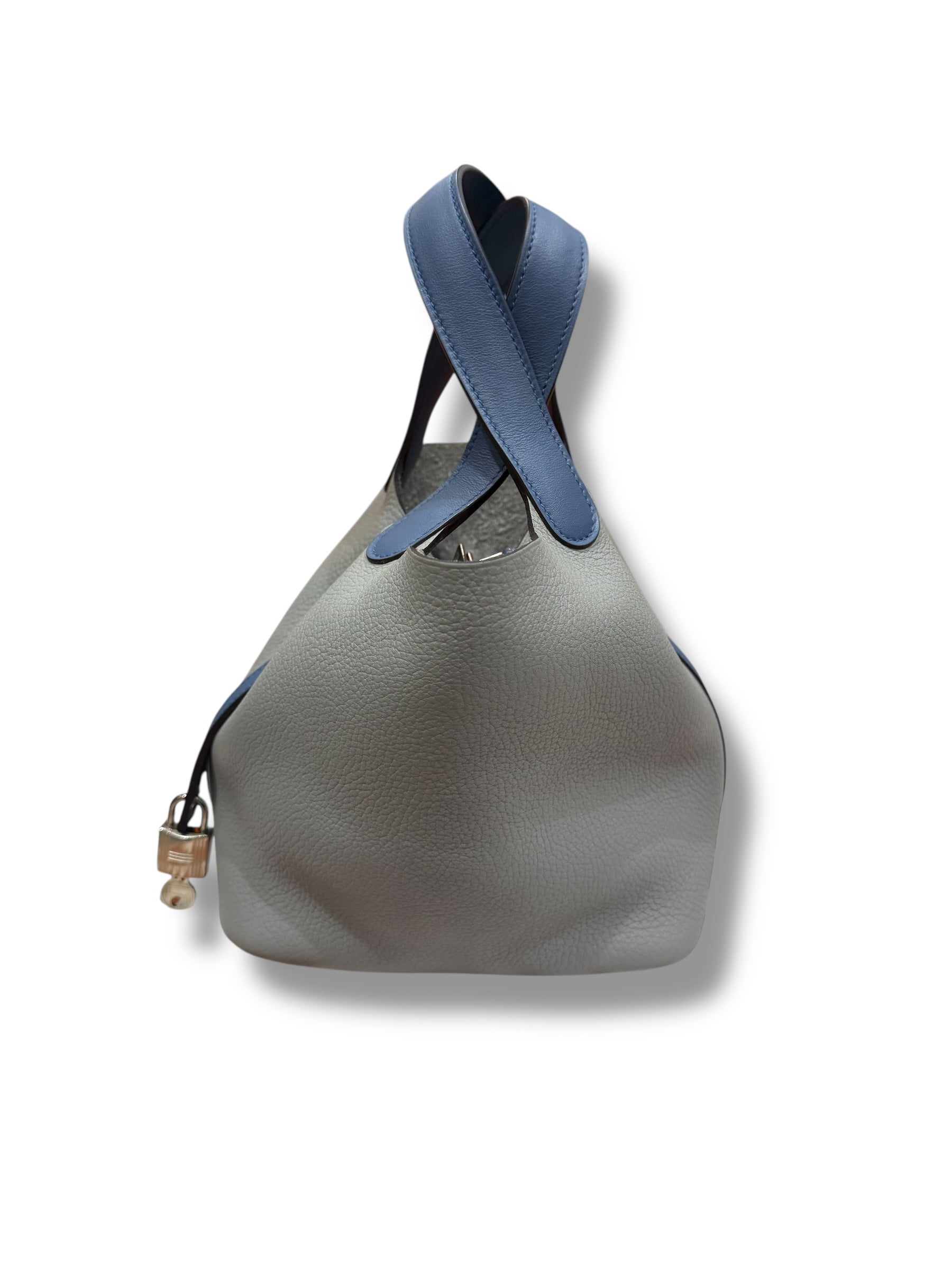 Hermès Sac Picotin 18 Commande Spéciale Bleu Agathe et Gris Mouette | Les Folies d’Eugénie