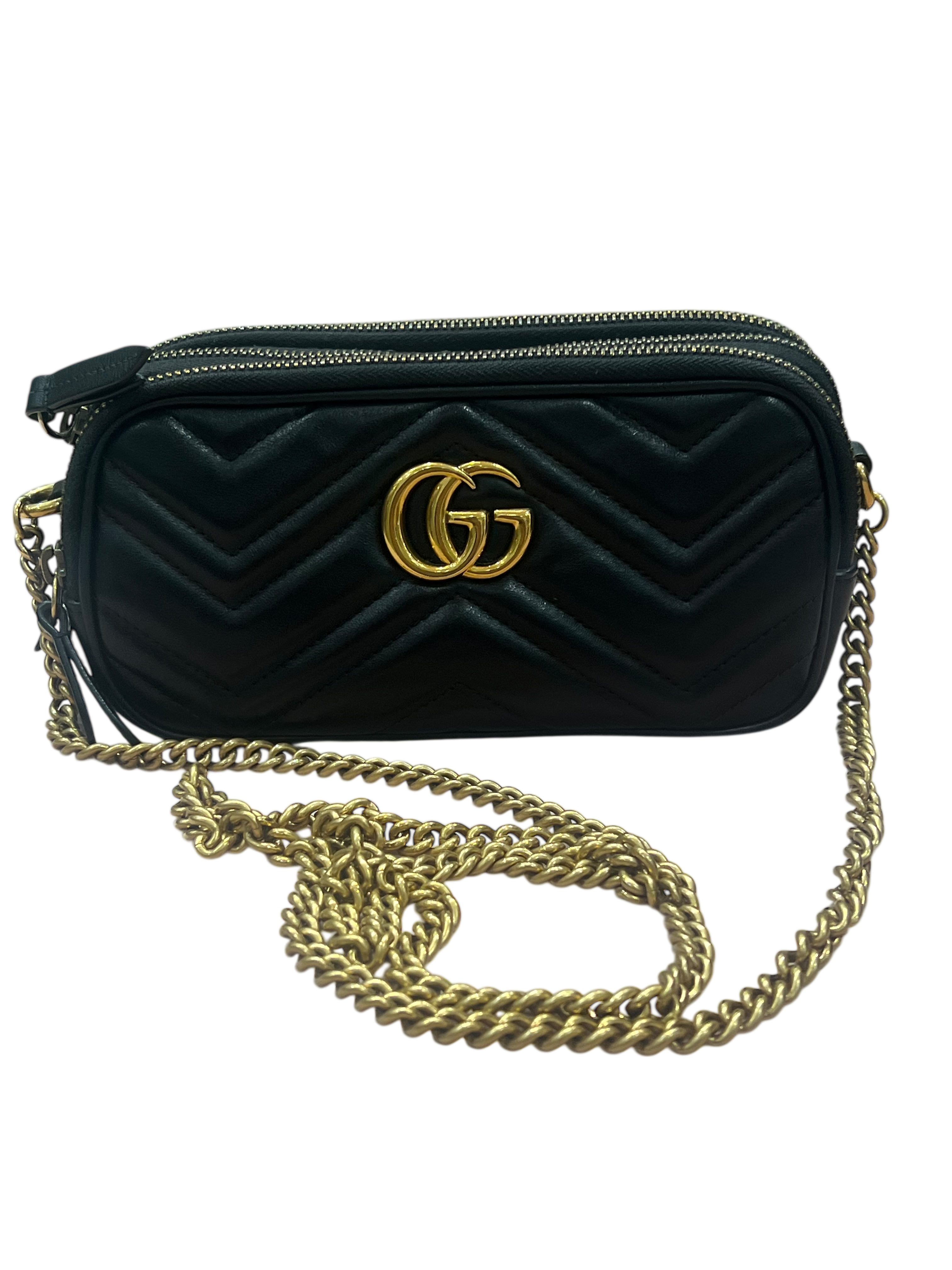 Gucci - sac marmont trois zips cuir noir