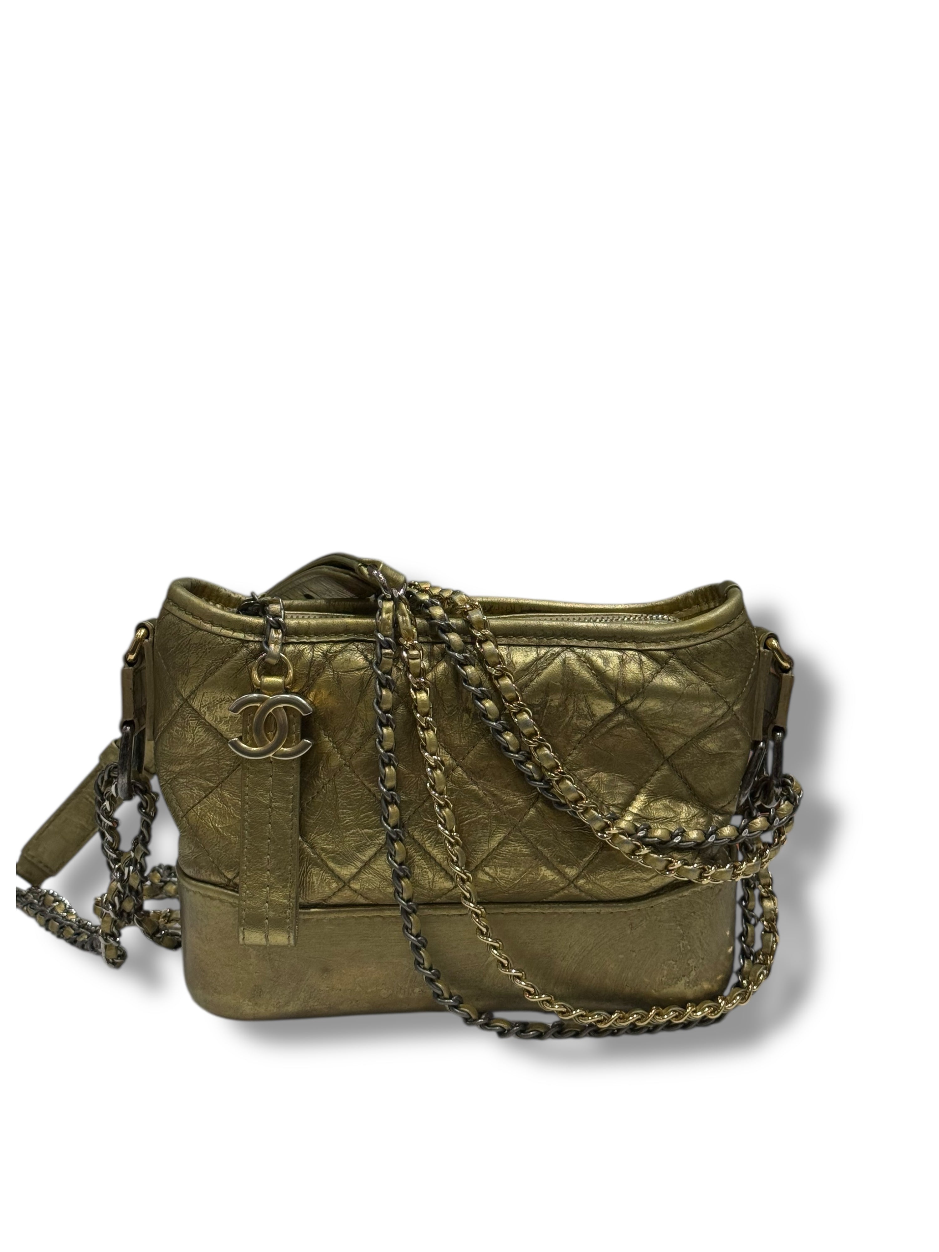 Chanel - Mini Gabrielle bag in quilted matte gold