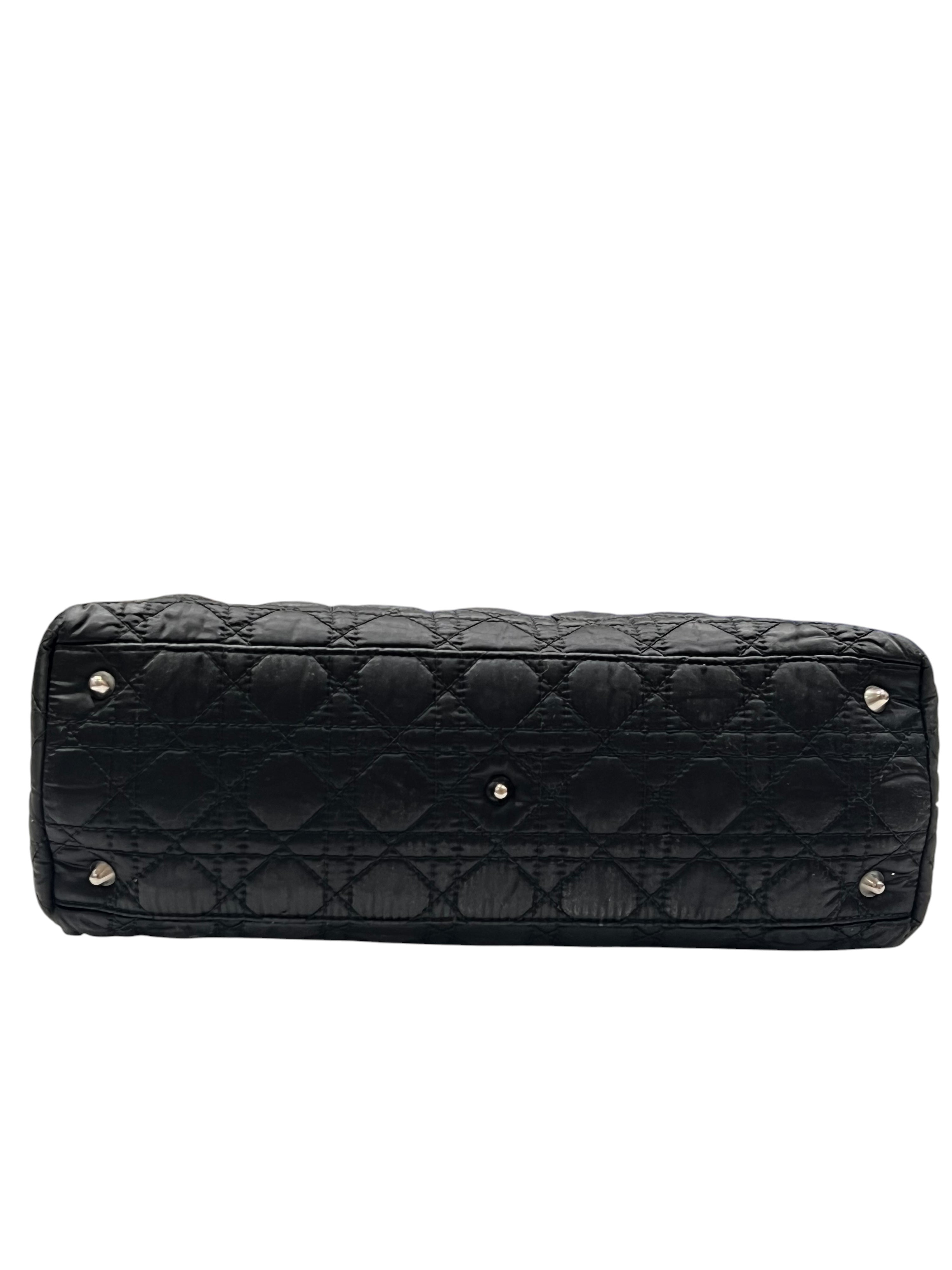 Dior – Vintage-Shopper aus Baumwolle und Cannage-Leder