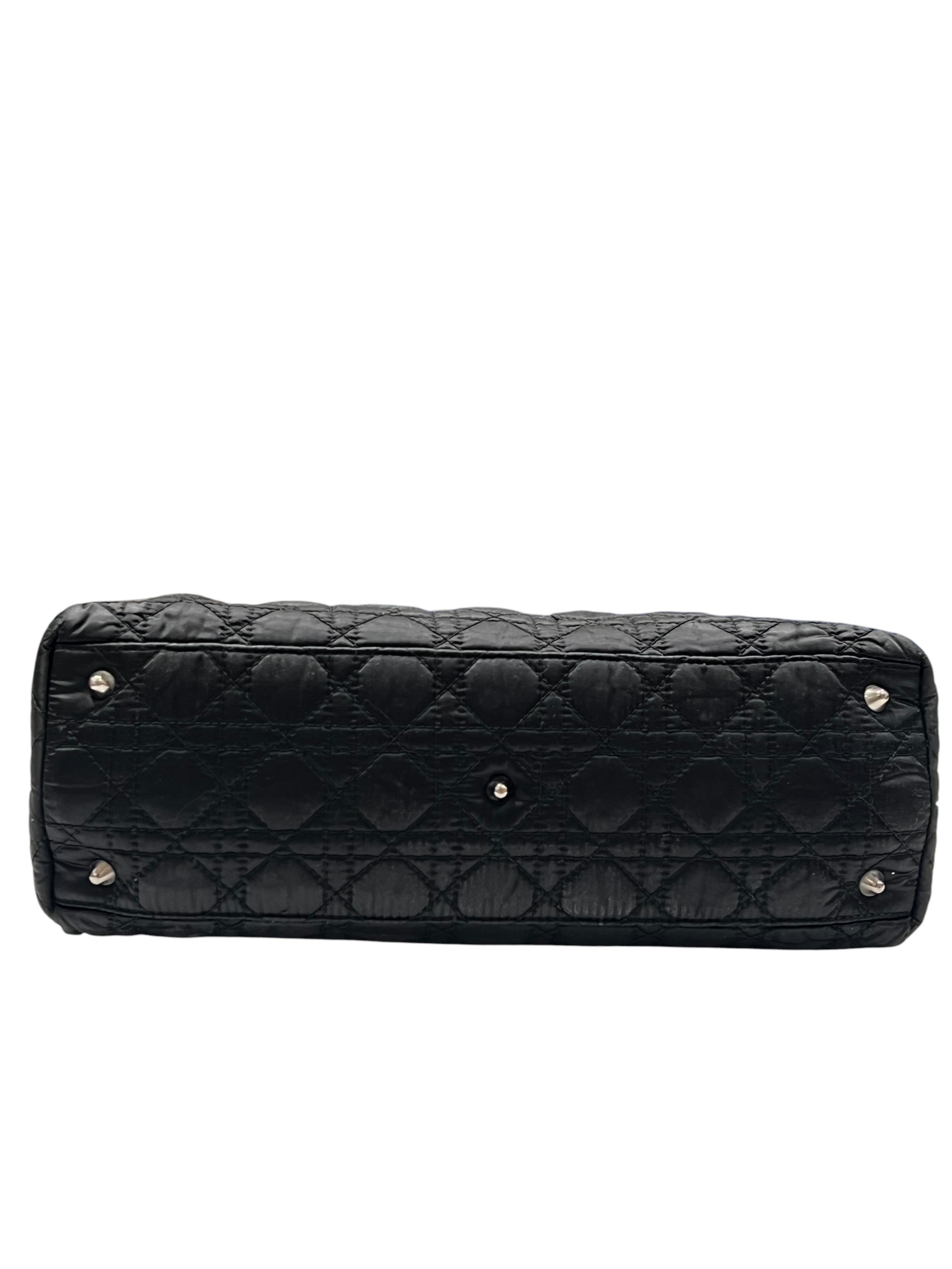 Dior - sac cabas vintage coton et cuir cannage