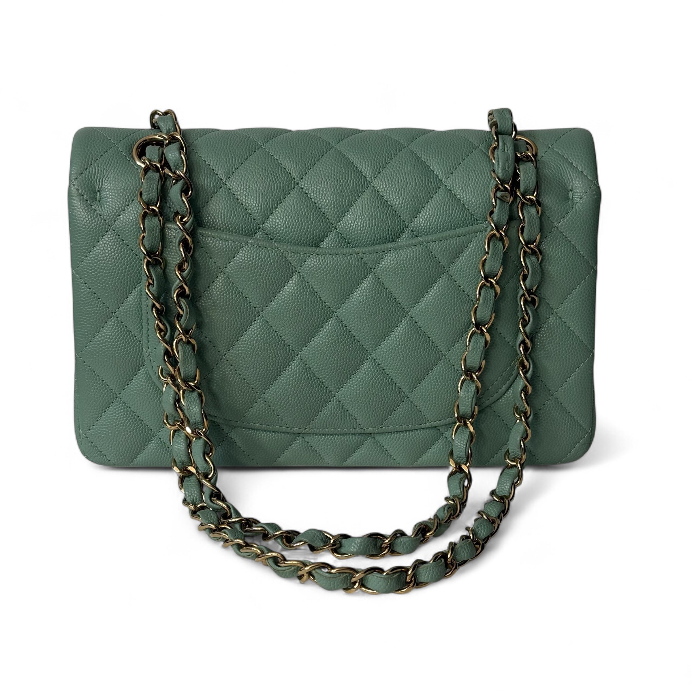 Chanel - Sac Timeless cuir caviar vert d’eau