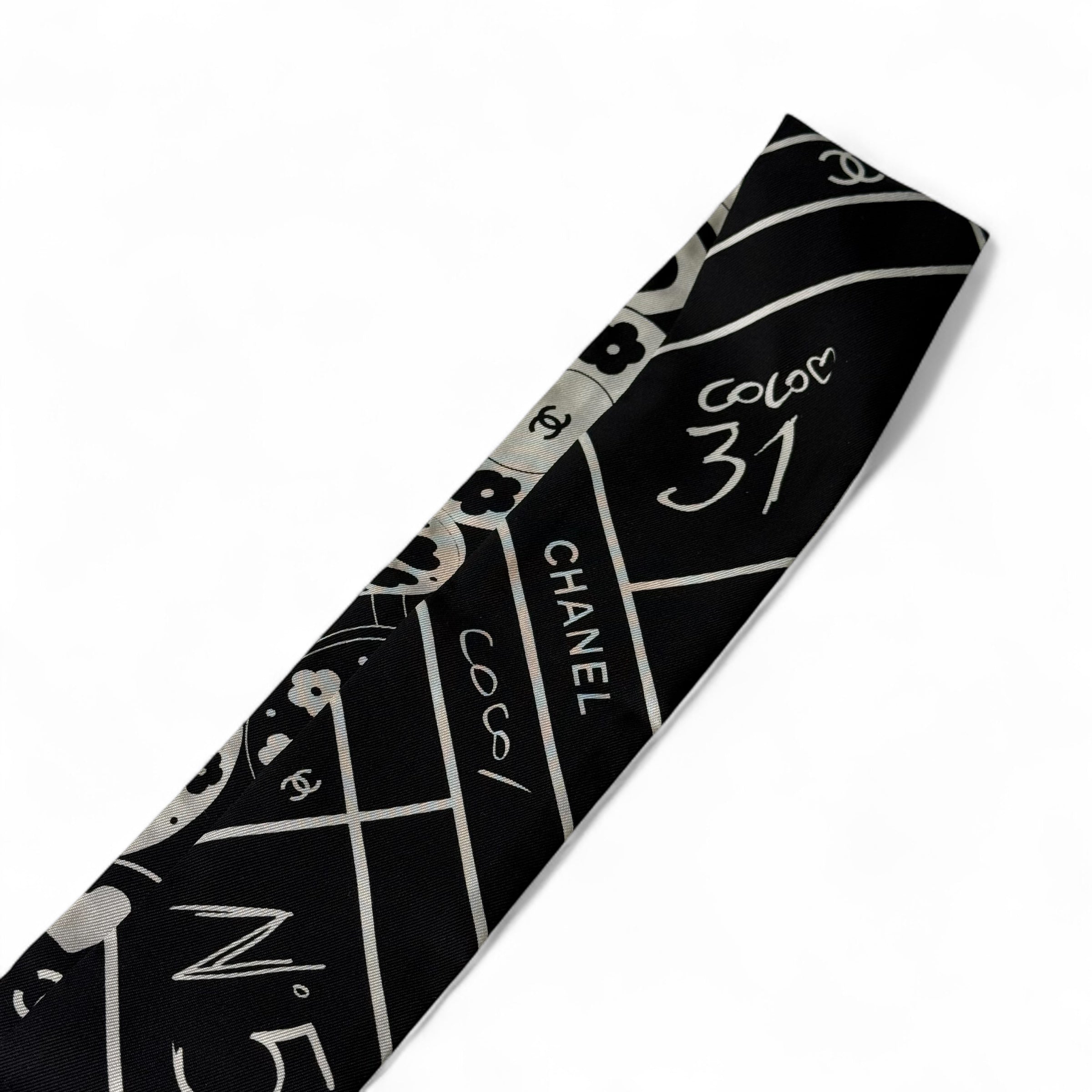 Chanel - Bandeau en soie noir et blanc