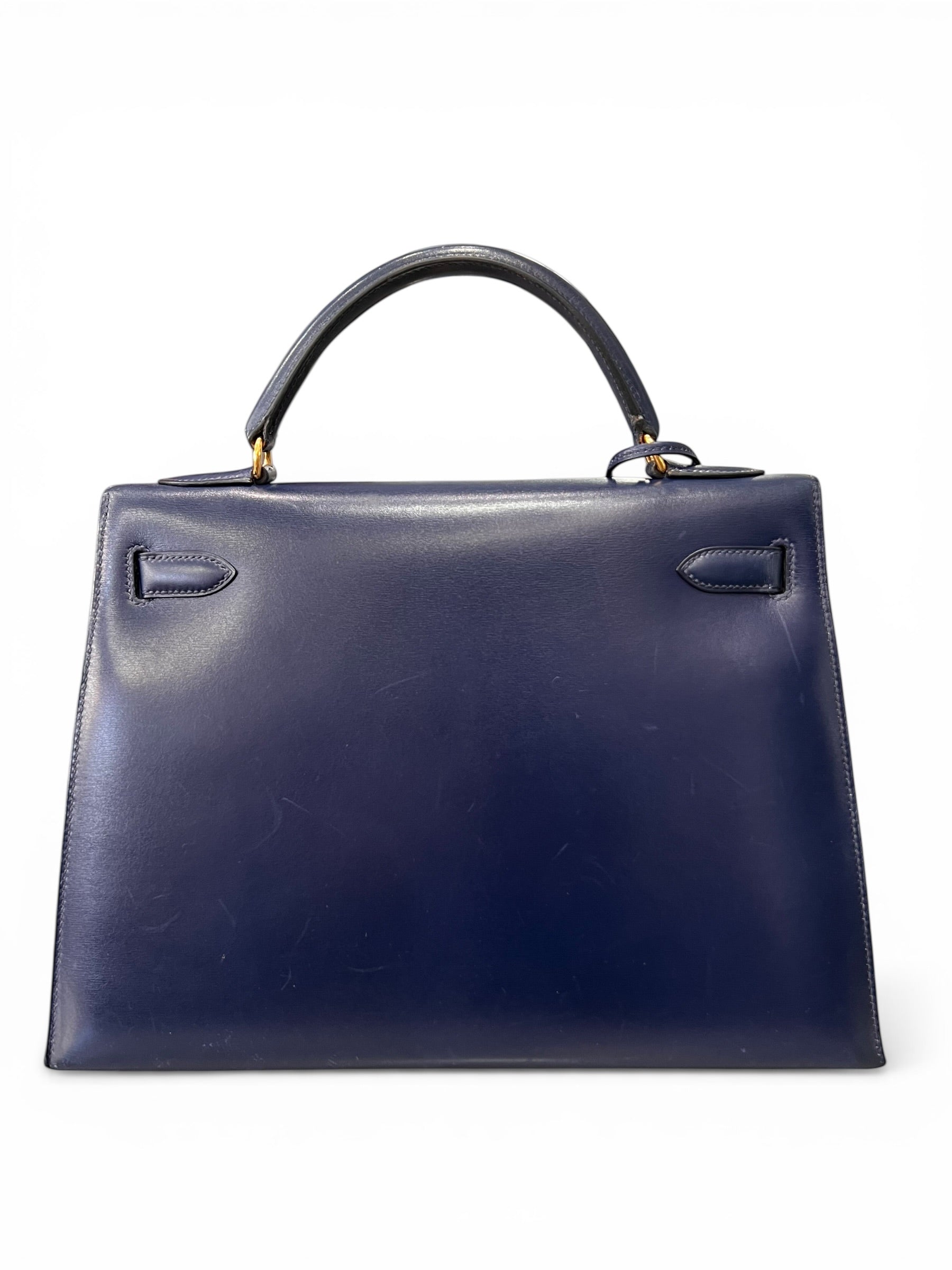Hermès Sac Kelly 32 Box Bleu Nuit | Les Folies d’Eugénie