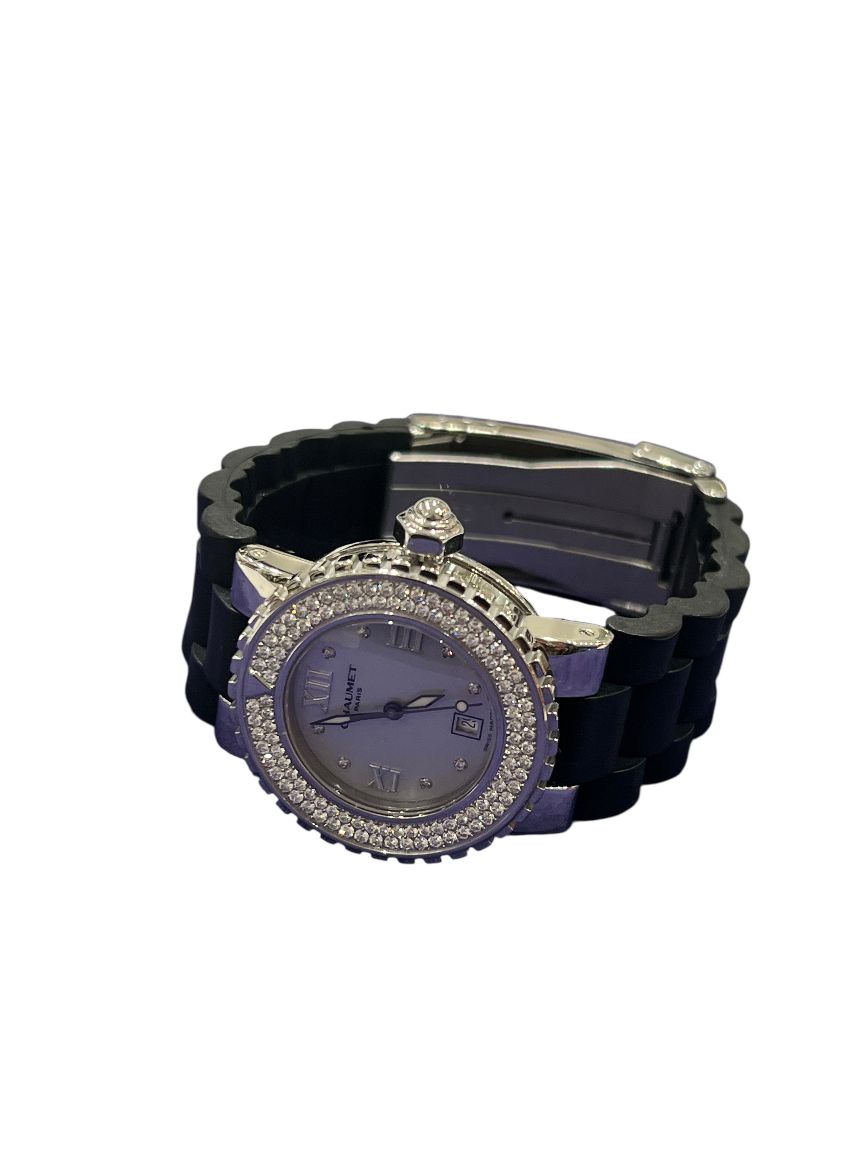 Chaumet - Orologio Class One con cinturino in caucciù e acciaio, lunetta con diamanti