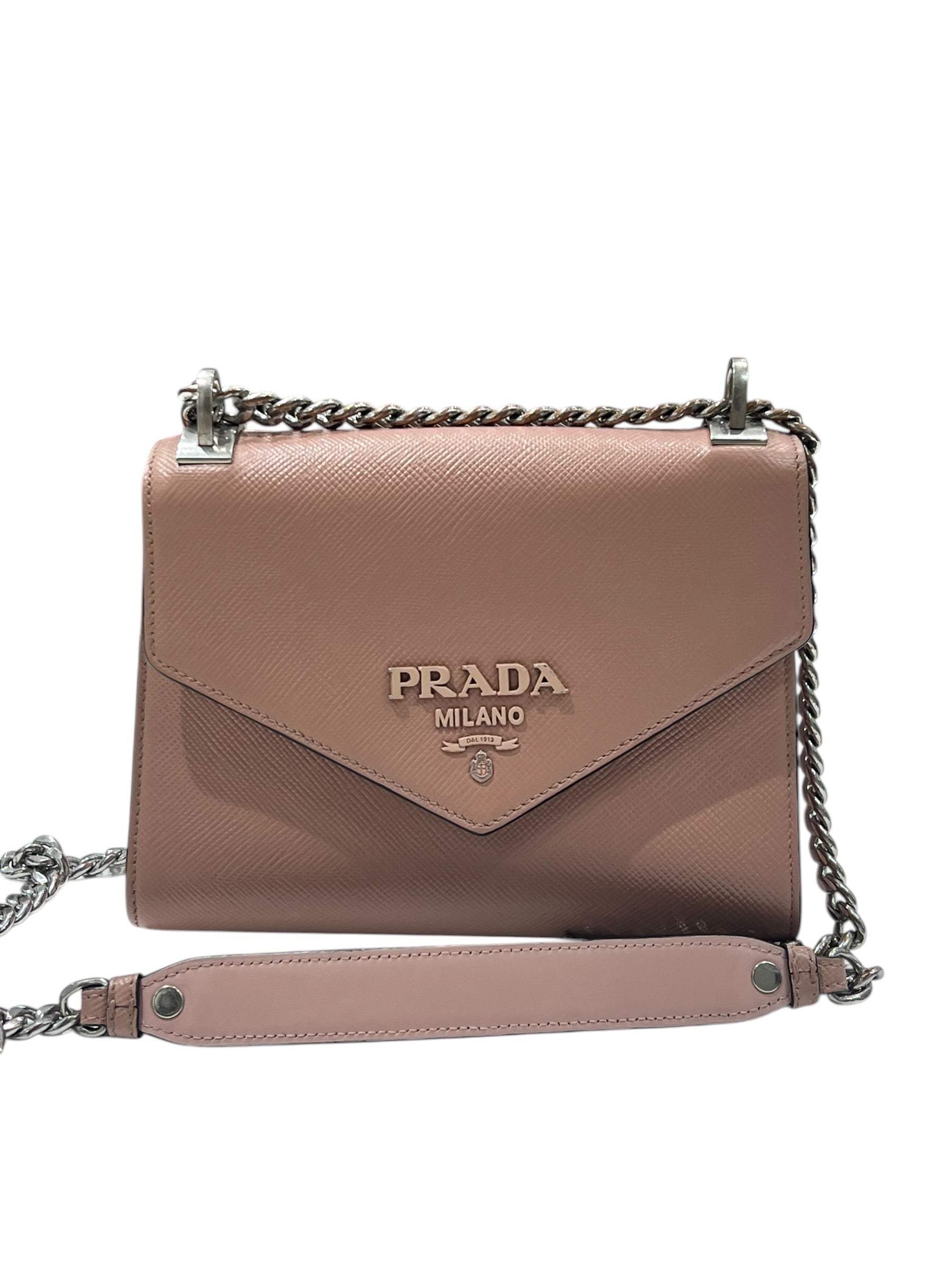Prada - sac cuir saffiano rose nude