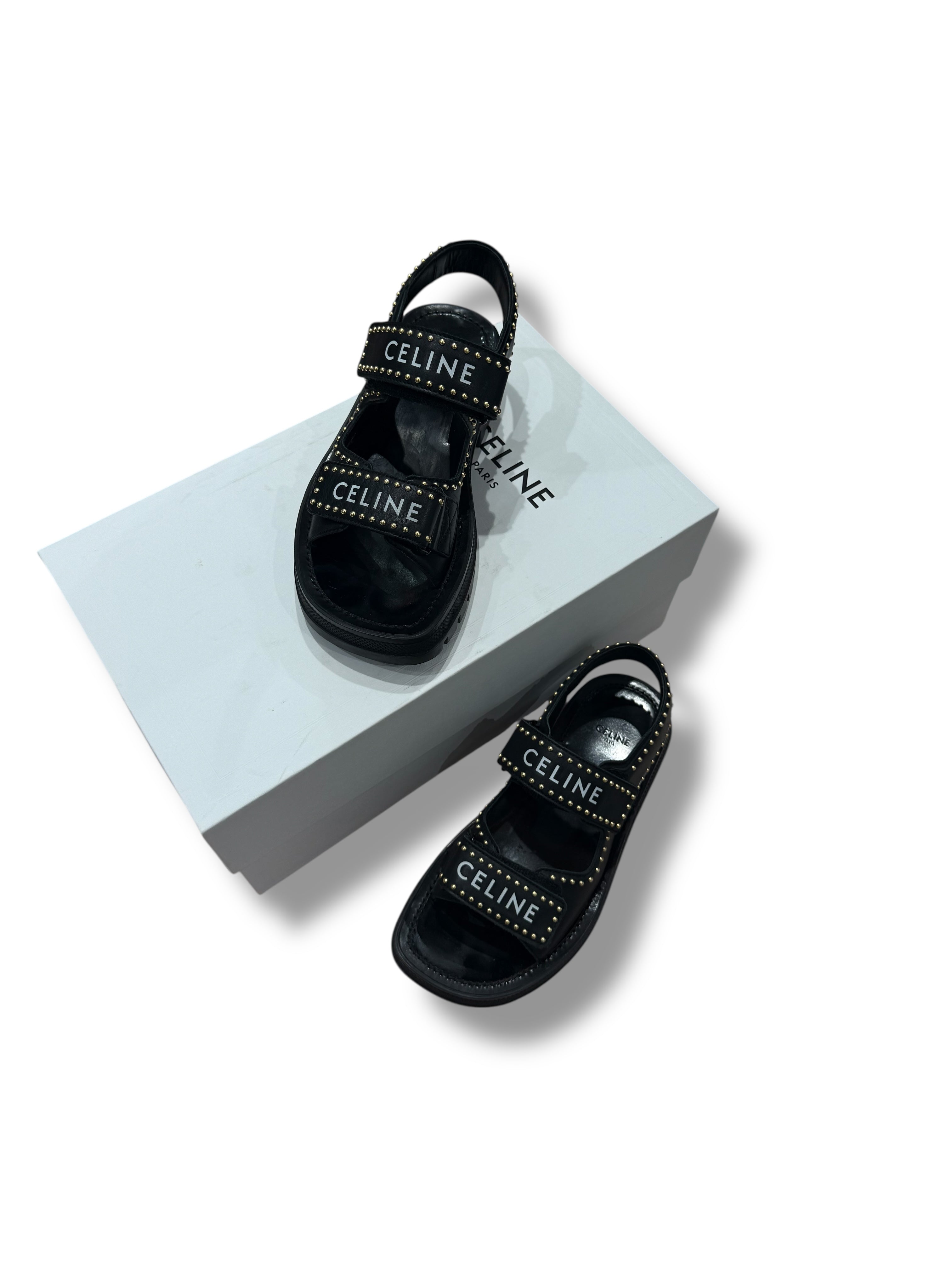 Celine - Sandales Léo noir et clous T36