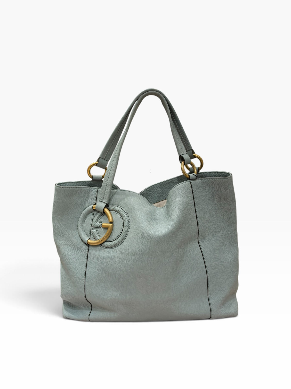 Gucci - Borsa tote in pelle martellata verde chiaro