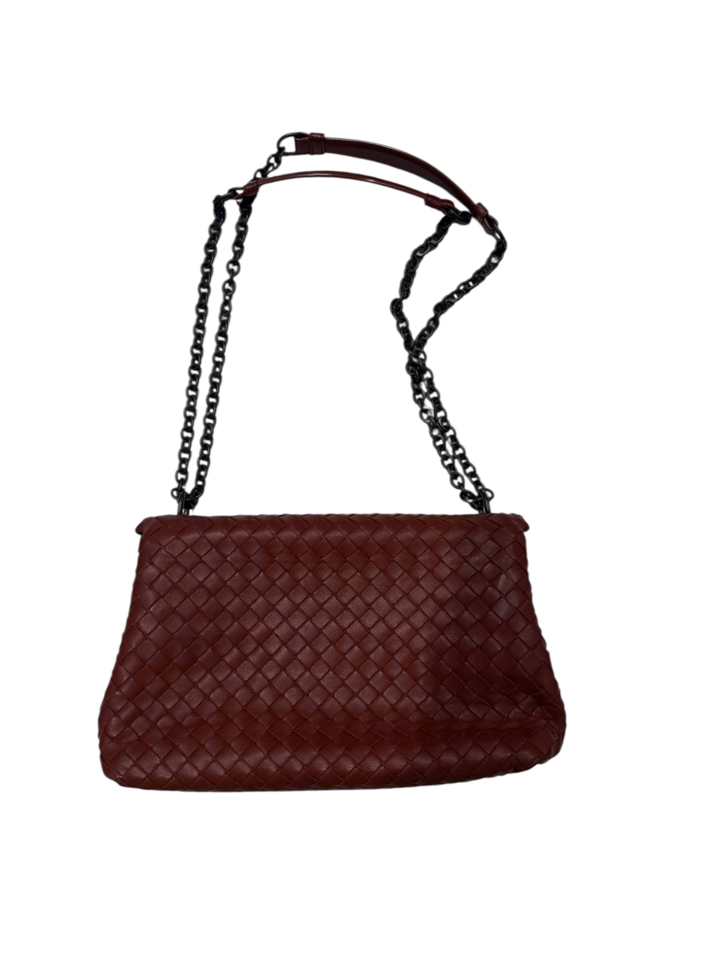 Bottega Veneta - Sac à rabat Intrecciato cuir rouge