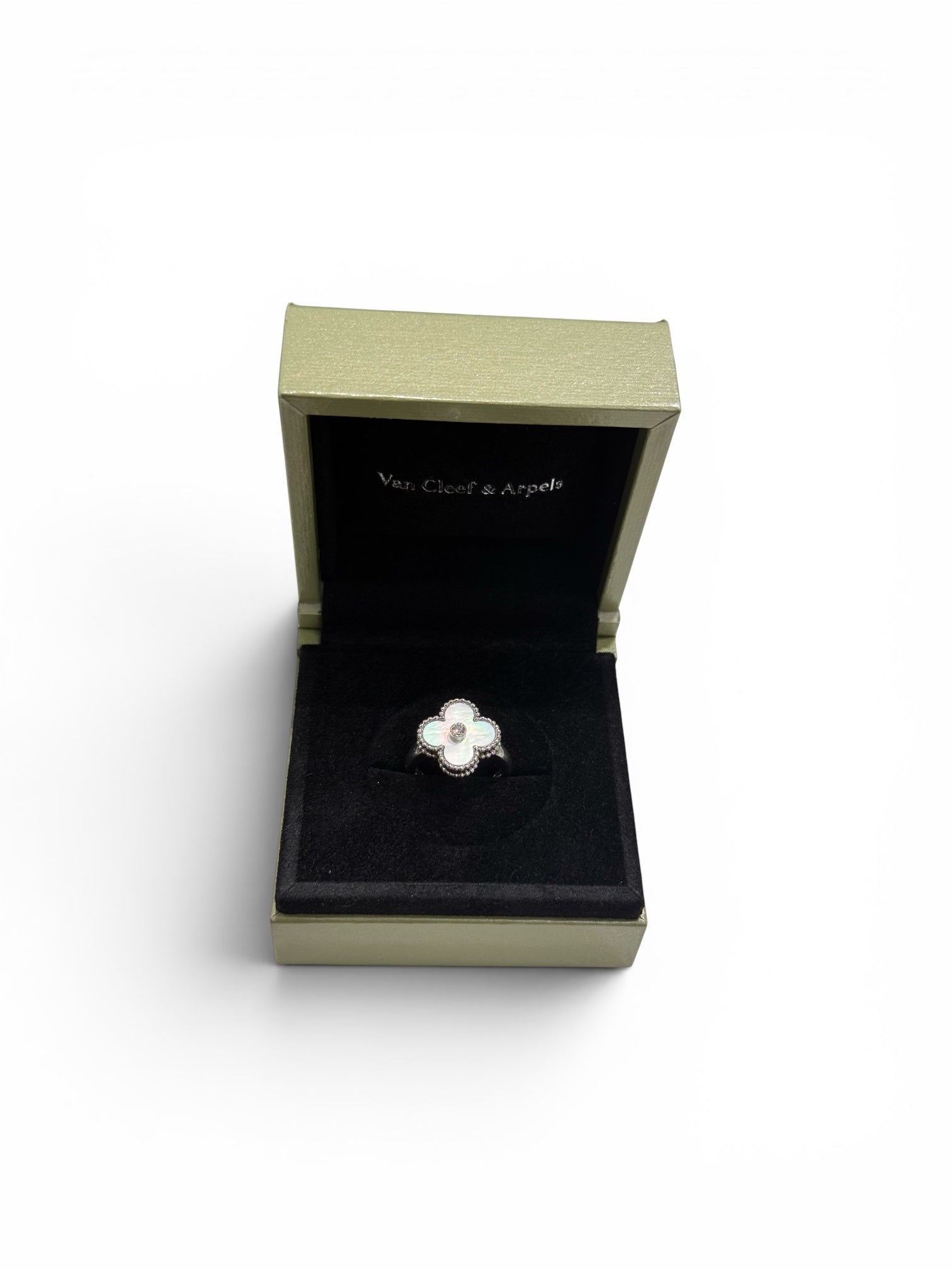 Van Cleef & Arpels - Bague Vintage Alhambra Nacre, Diamant et Or Blanc