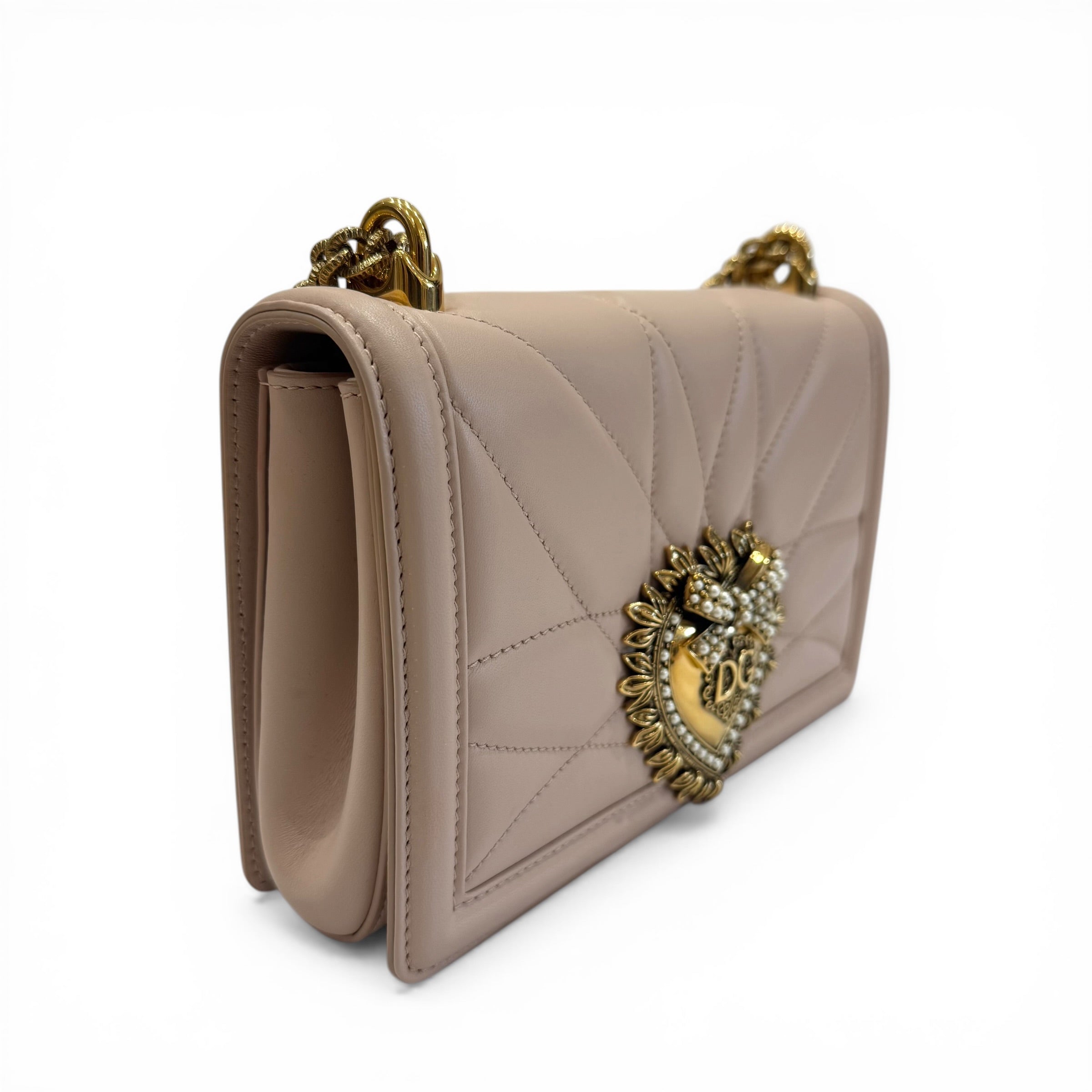 Dolce & Gabbana - Sac Dévotion en cuir rose pale